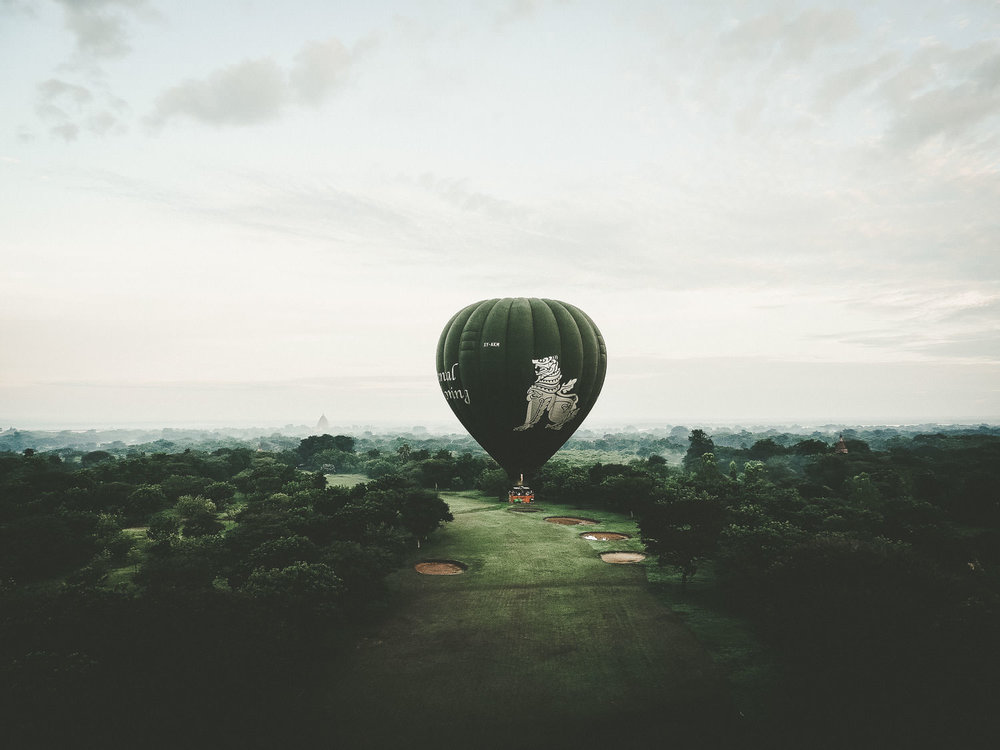 Green Balloon over Bagan Golf Course