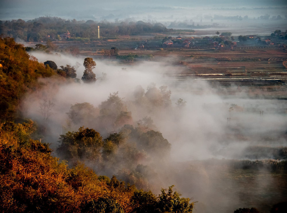 Fog burns off over Inle