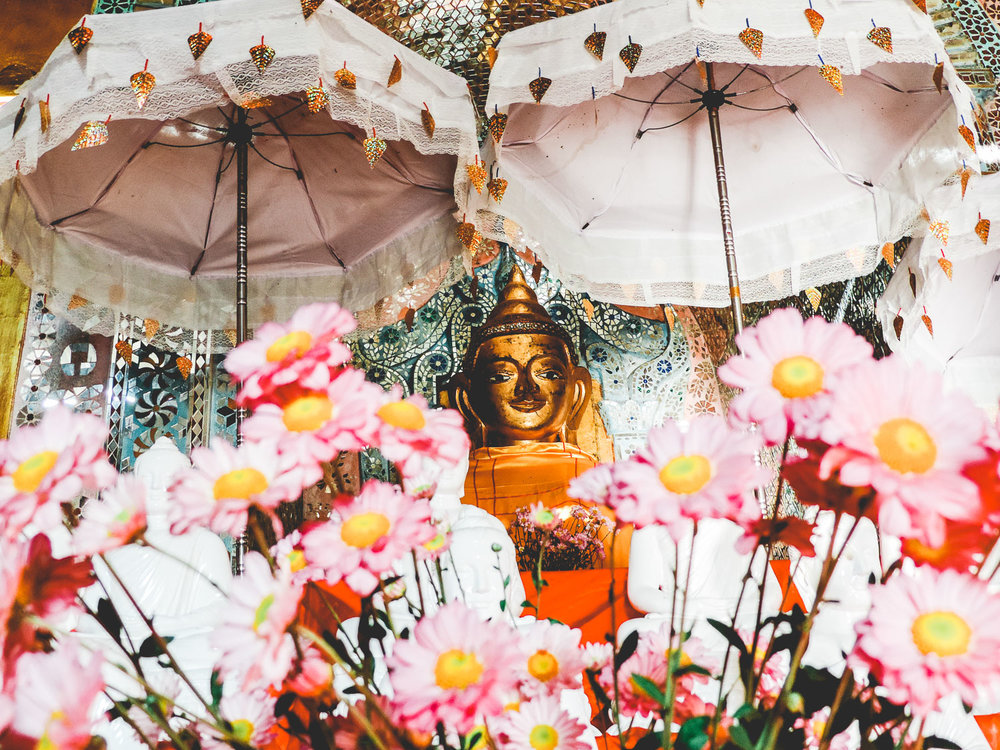 Buddha in the flowers near Kaung Daing.