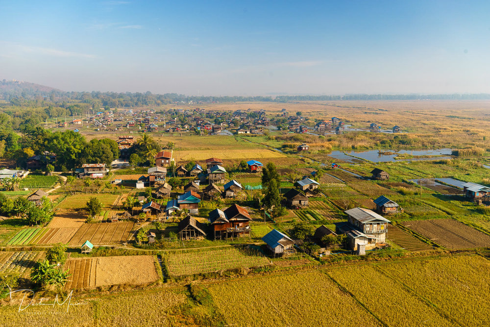  Our hot air balloon landing site just North of Inle Lake.&nbsp; We landed in the field in the lower-center of the photo.  © Dustin Main 2017 