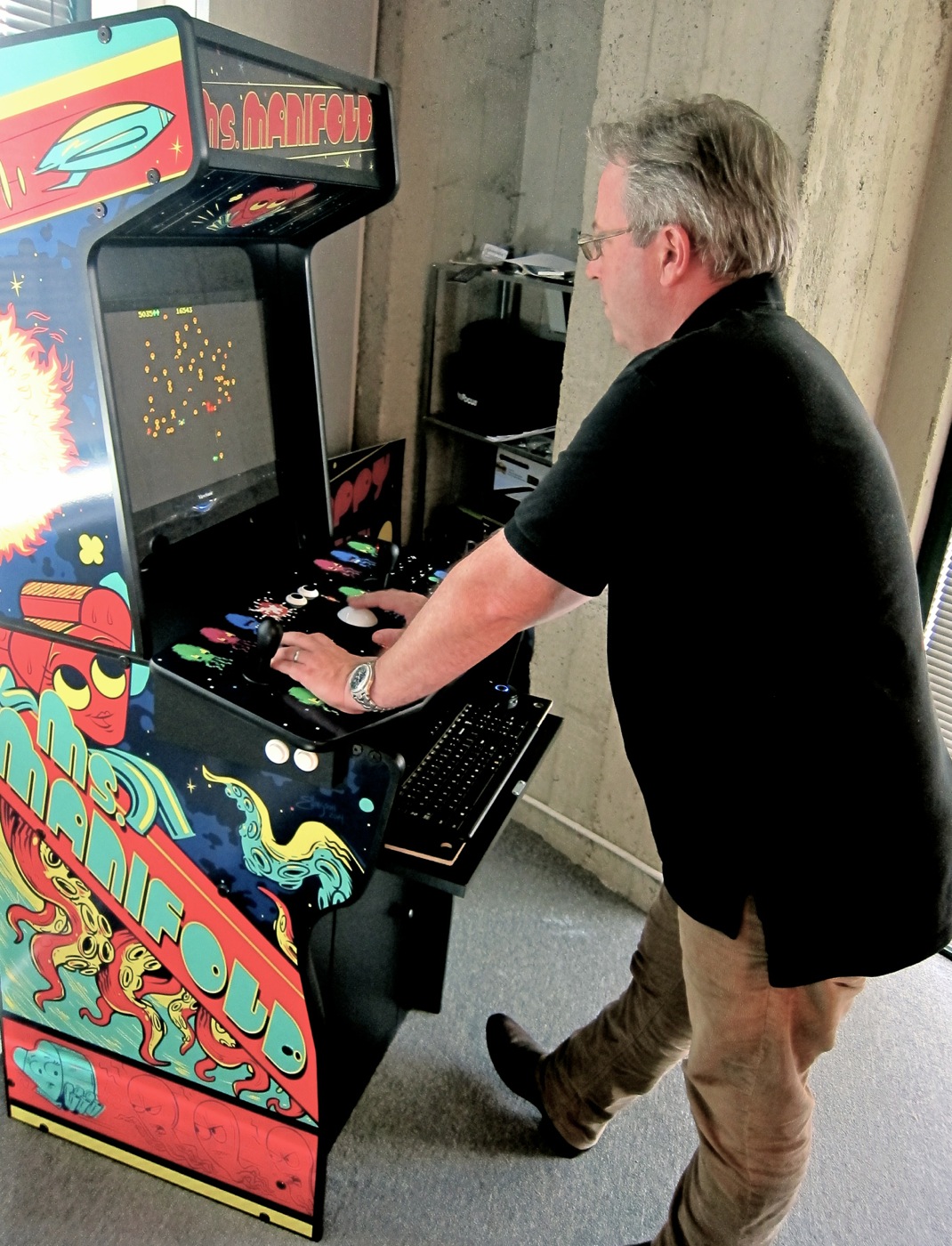 Brian Mullin, partner at Manifold, playing Centipede