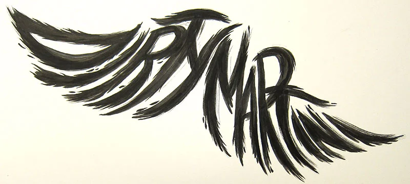 Brushed lettering on bristol board