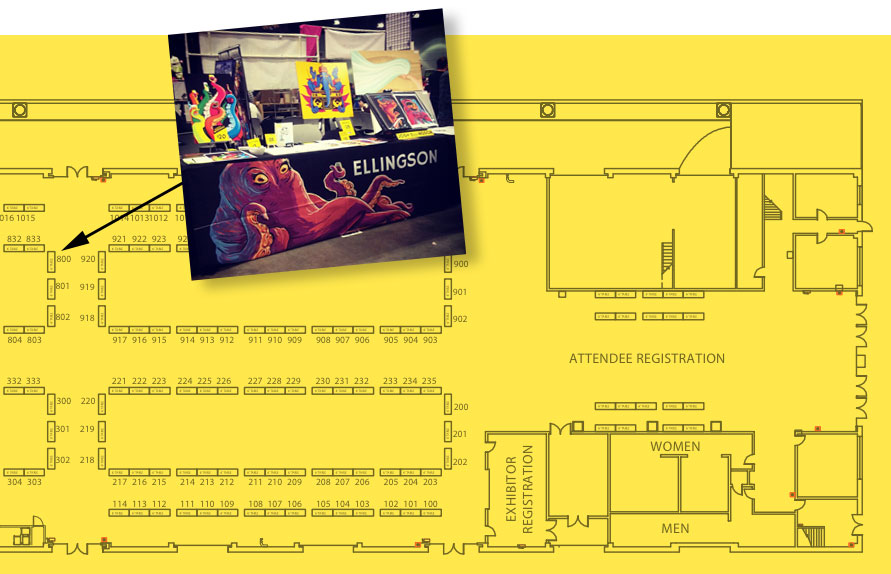 Festival Center Map. Look for the drinking octopus.