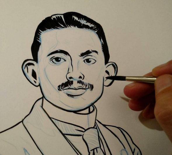 Linework with brush and ink