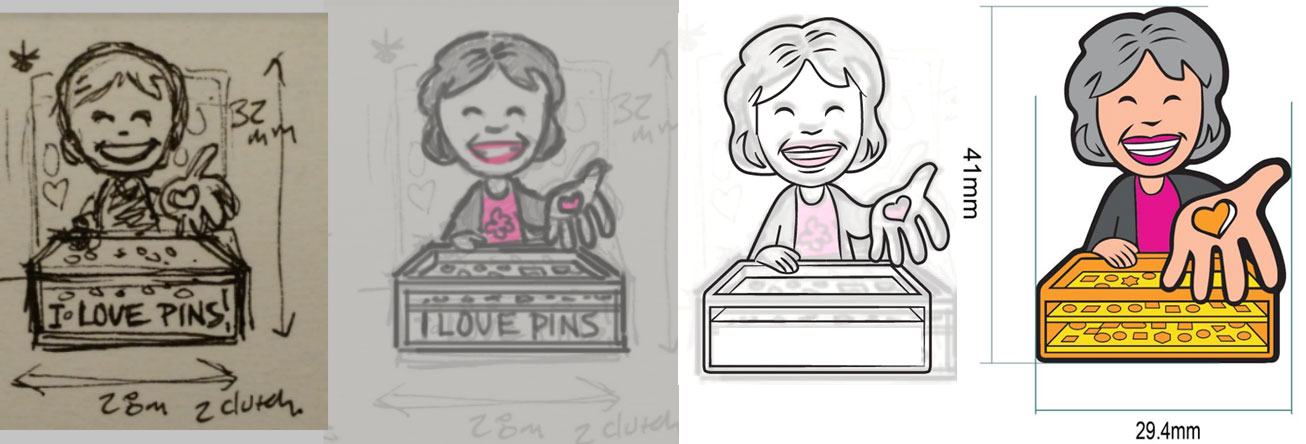 Progress of the Su Lee pin from concept to production art