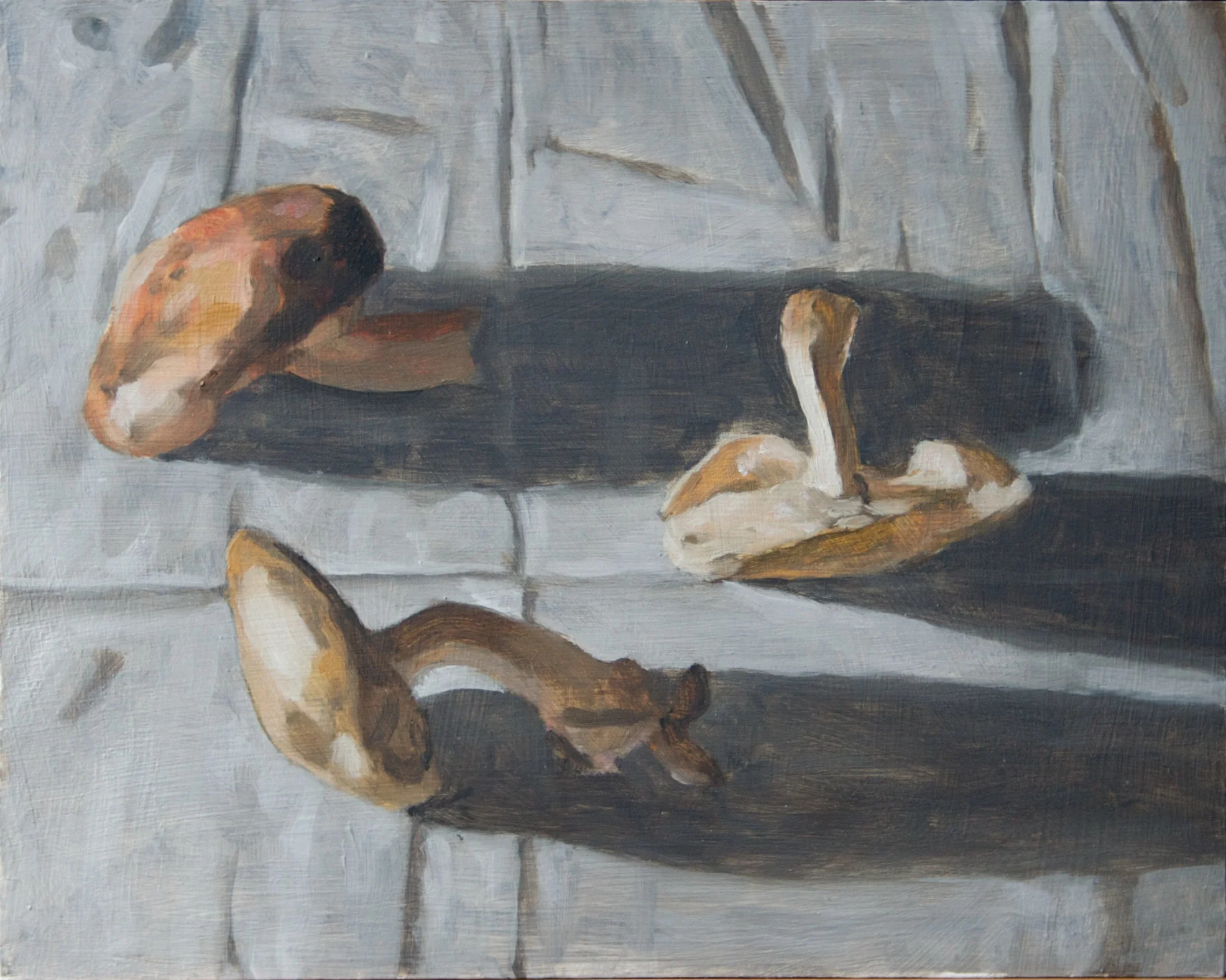 Three Shitaki Mushrooms, 2012 Oil on panel, 8 x 10 inches $475 + HST Custom milled reveal frame, painted white balsam