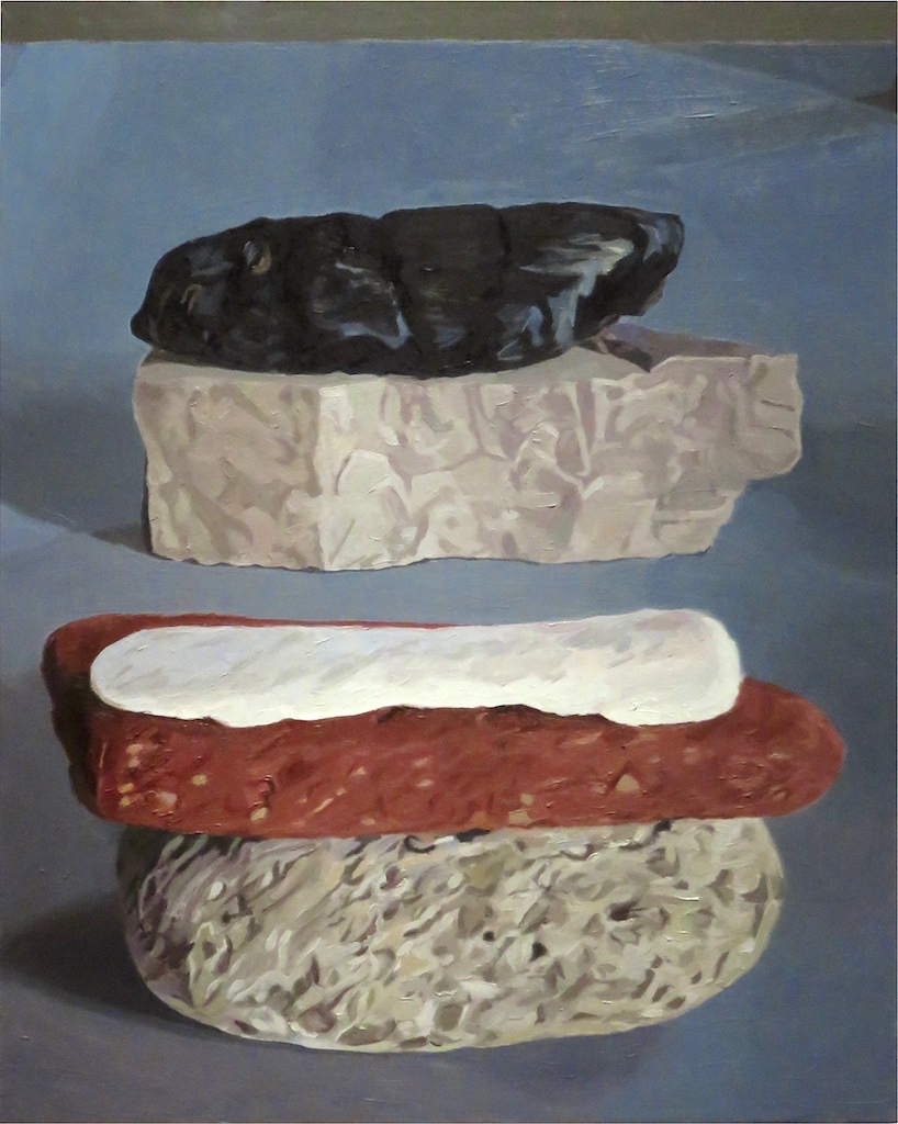 Two Stacks III, 2014 Oil on wood, 20 x 16 inches