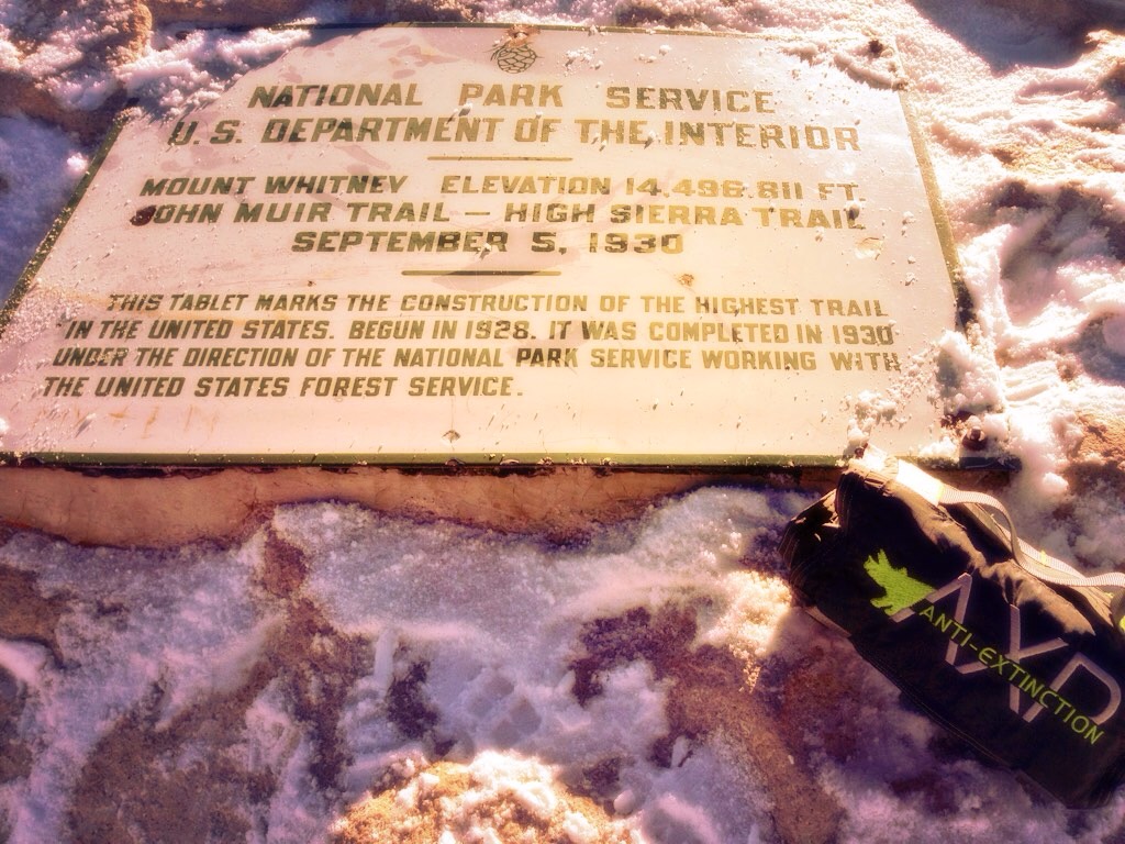 AXP'S WIlderness Hiking Survival Kit at the top of Mount Whitney, September 2014
