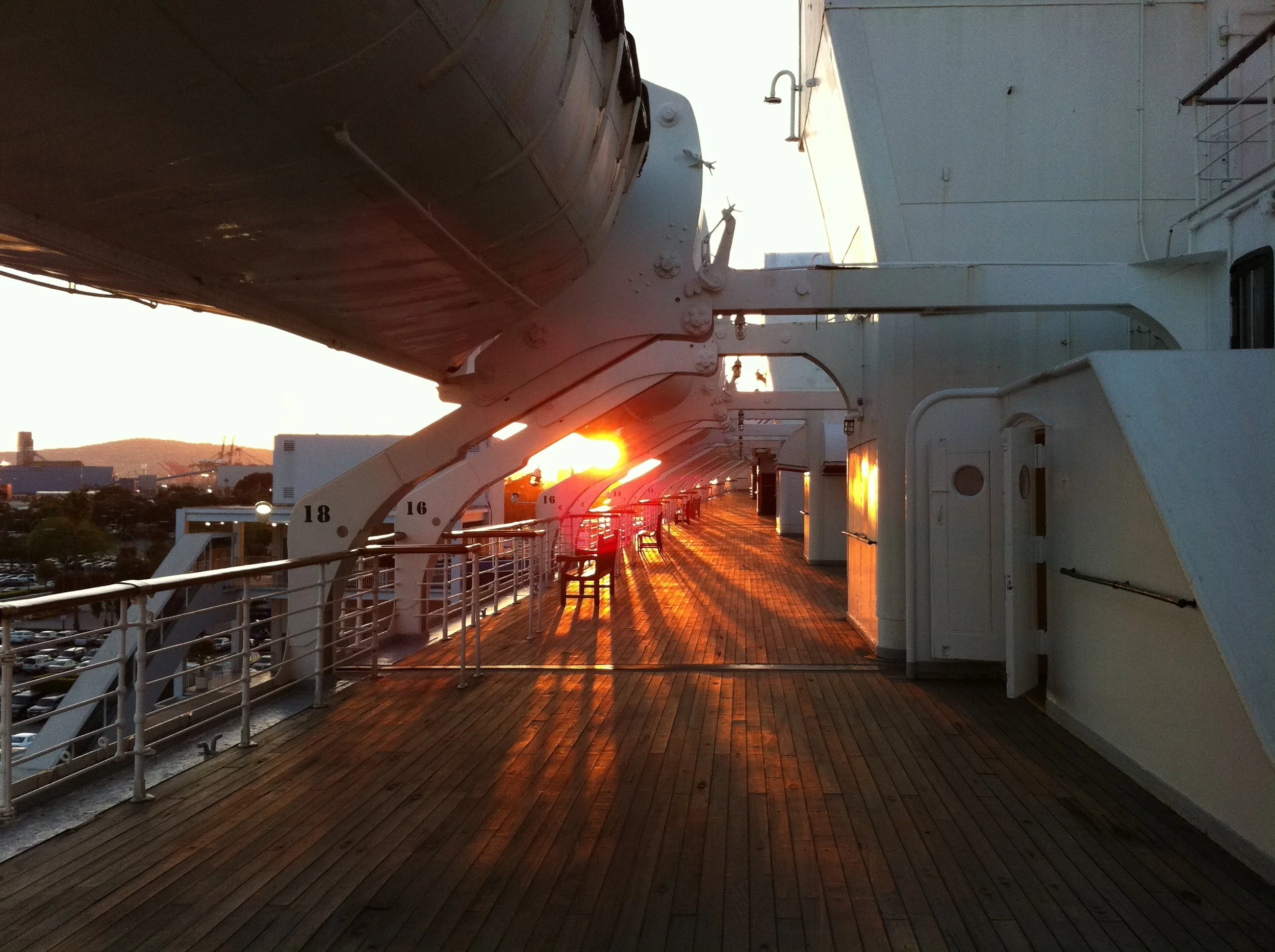 Sunset, RMS Queen Mary, "Ghost TIme?" 