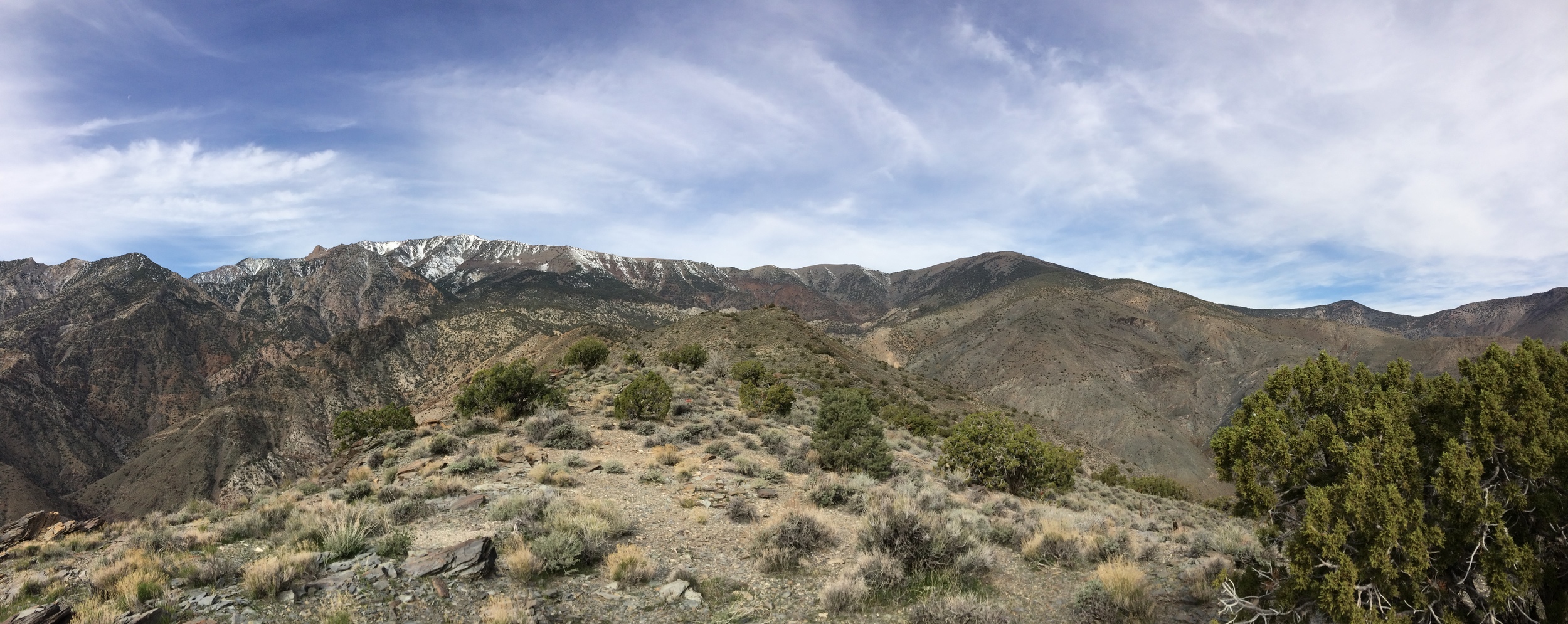 Ascending along the ridgeline toward Telescope Peak along the Shorty's Well Route, March 2015