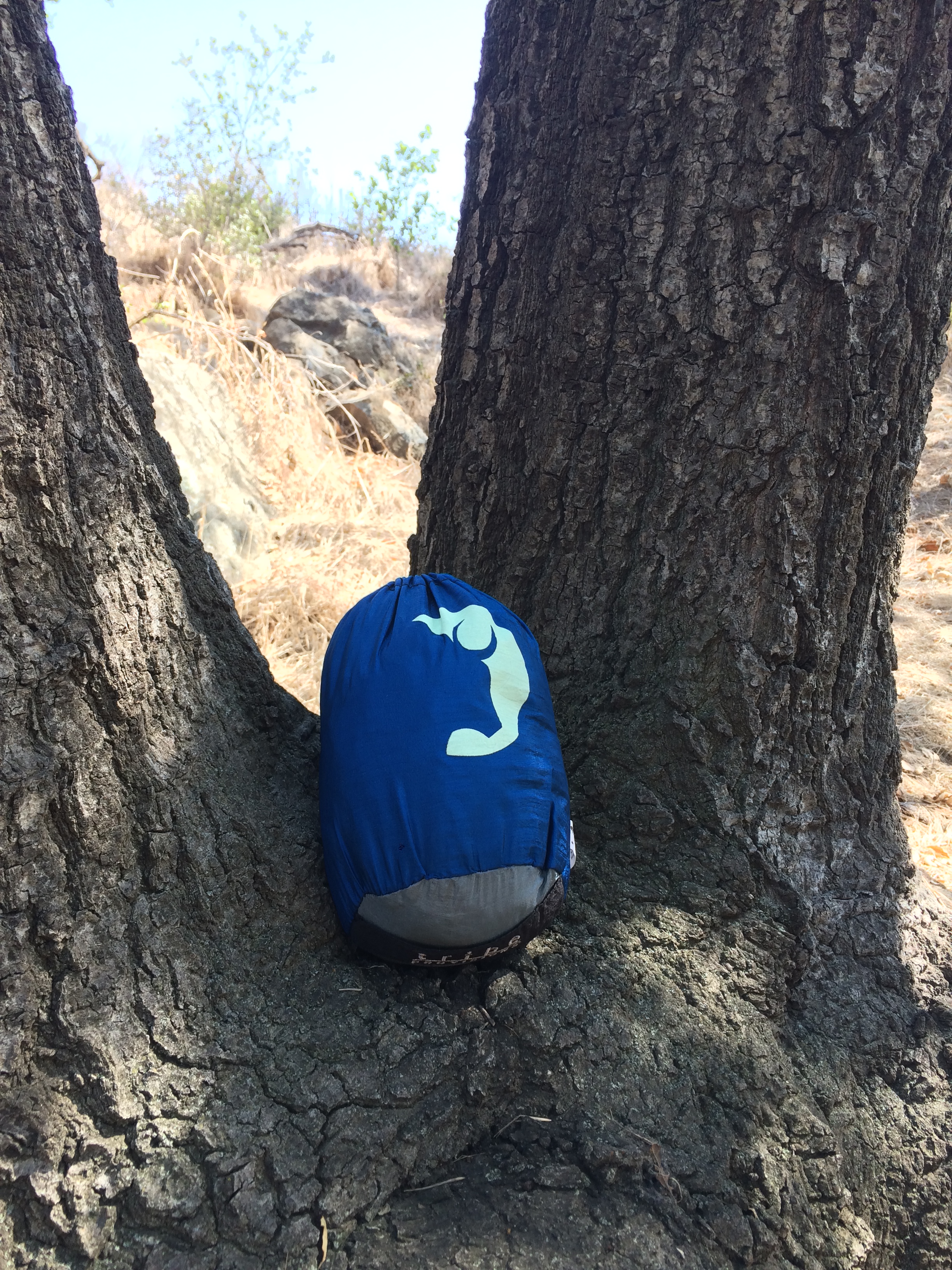 The Tribe Provisions Adventure Hammock packs down to a small size in its stuff sack.
