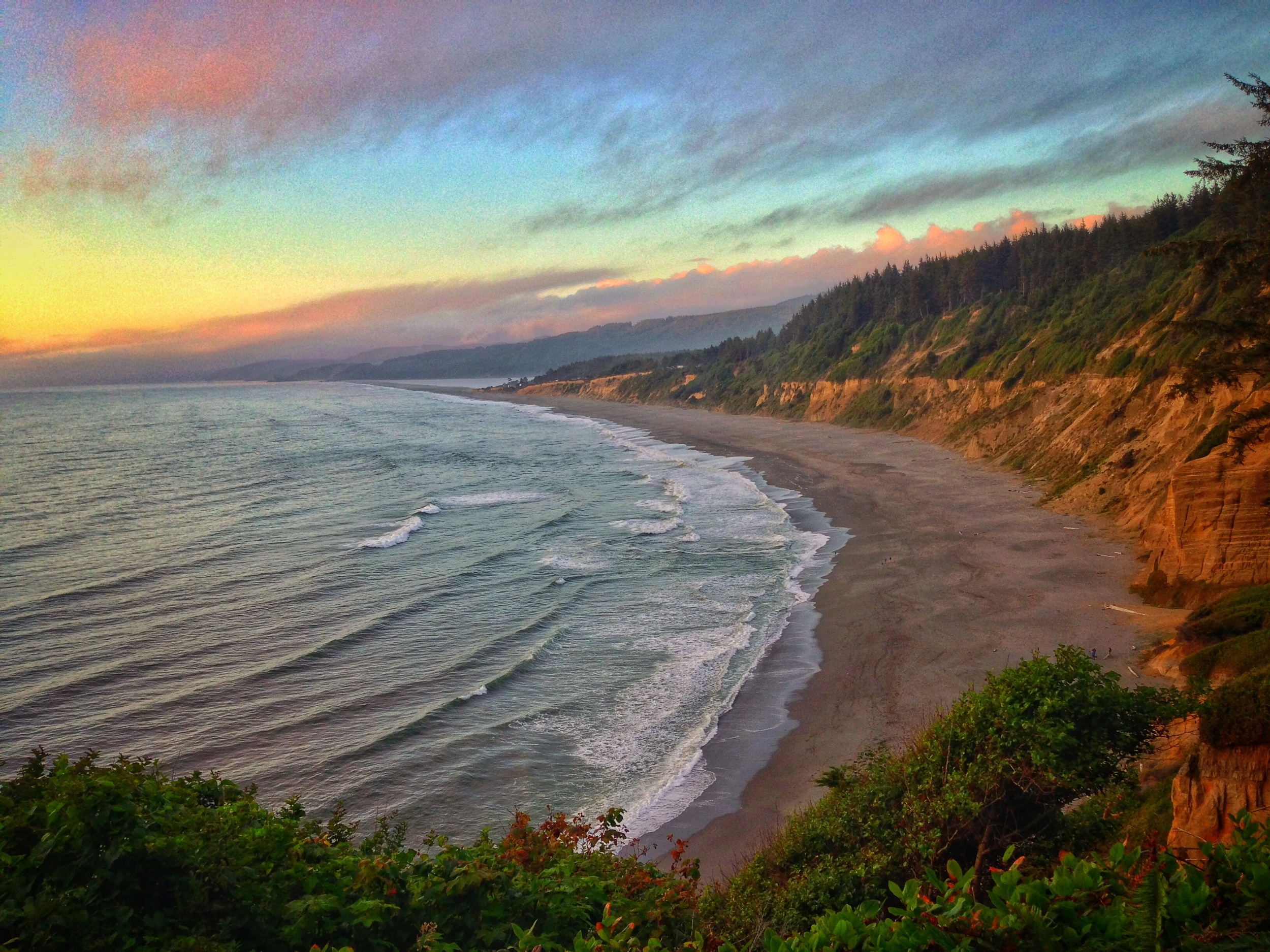 Looking North at Agate Beach, with Big Lagoon near the top of the image.