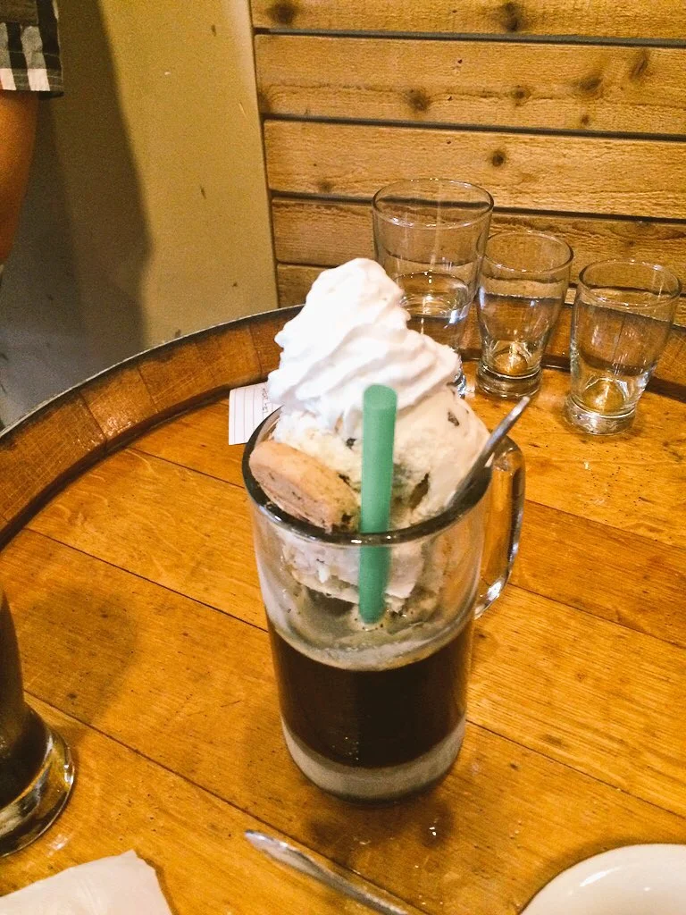 A Beer Float with Cookies and Ice Cream at the Belching Beaver makes anyone's day.