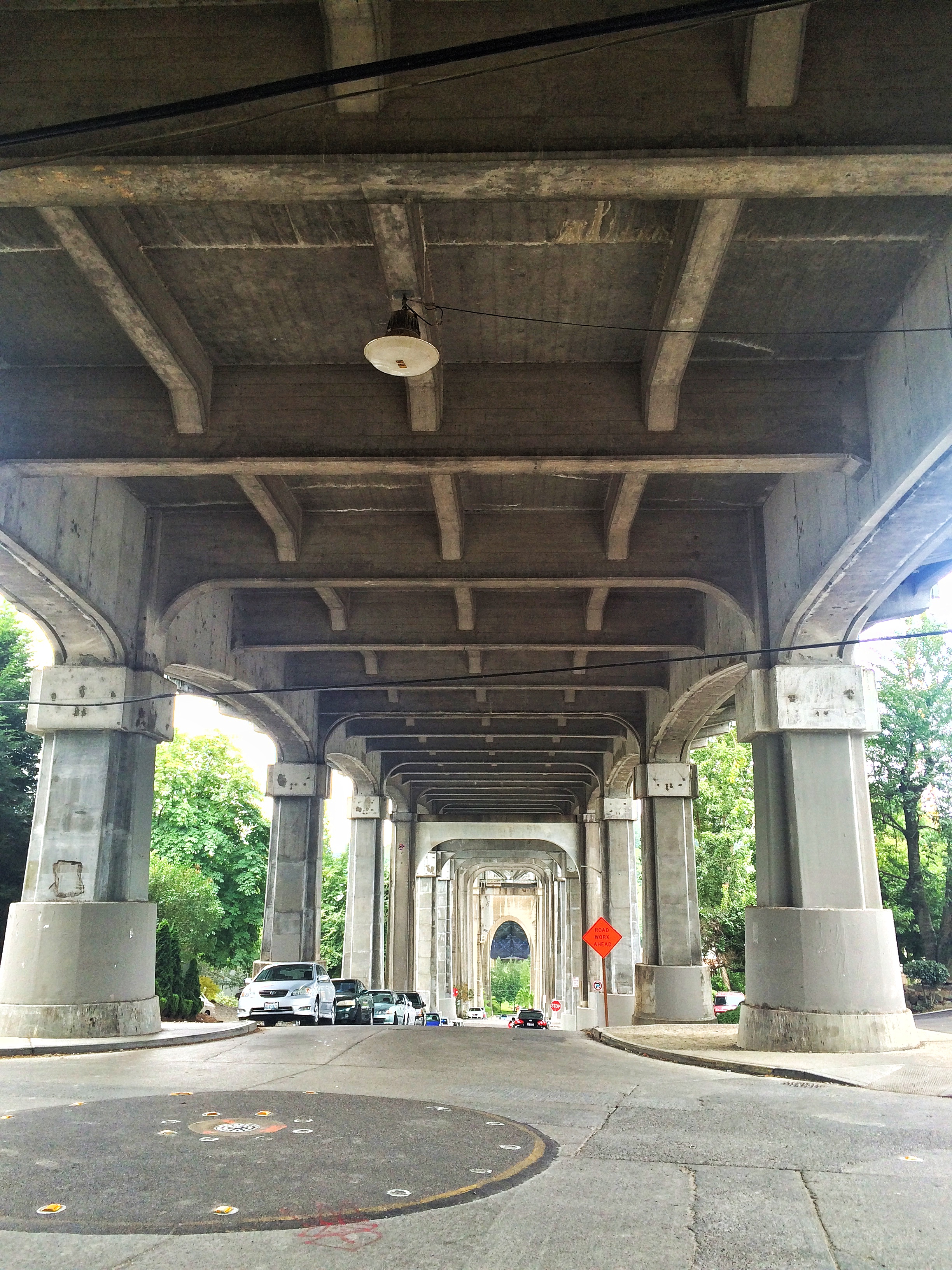 Troll Avenue, looking up at the Aurora Bridge