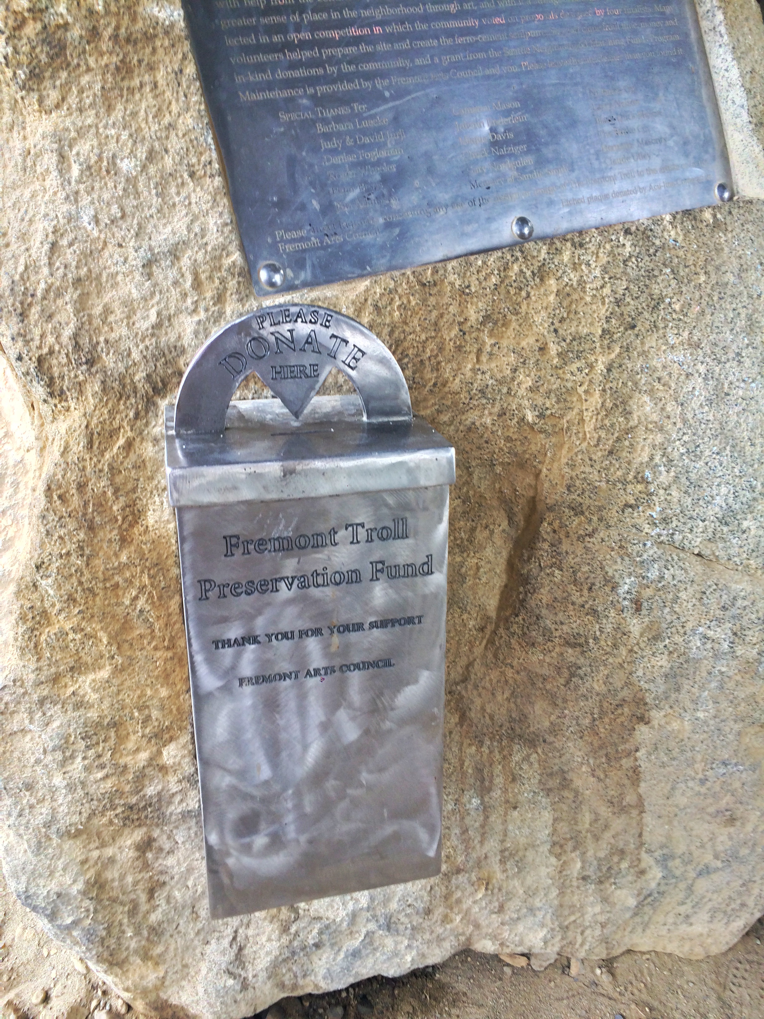 Visitors to the troll who want to support the Fremont Troll, or troll-kind can make a donation at the site.