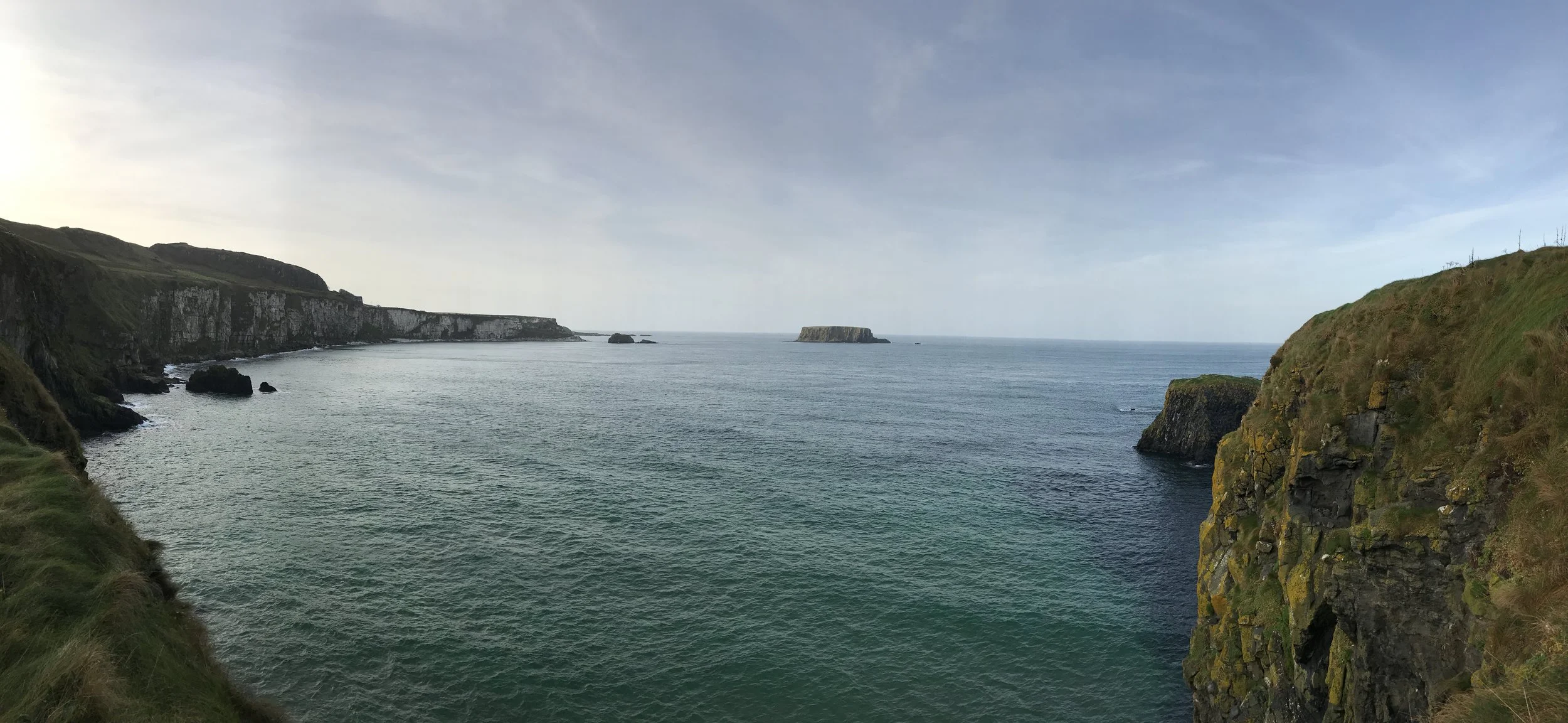 The track to the rope bridge provides stunning views of Northern Ireland's coastline.