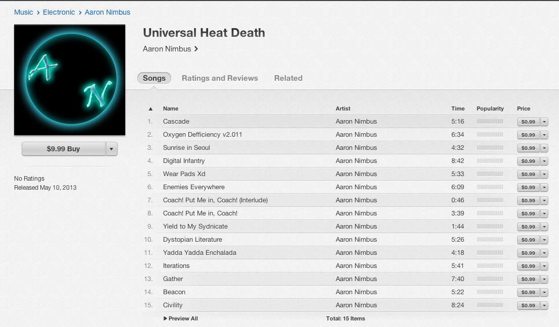 Aaron Nimbus on ITunes 