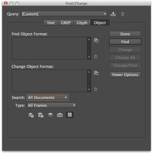 Using the Object tab in the Find/Change dialog box, you can restyle an entire document quickly.
