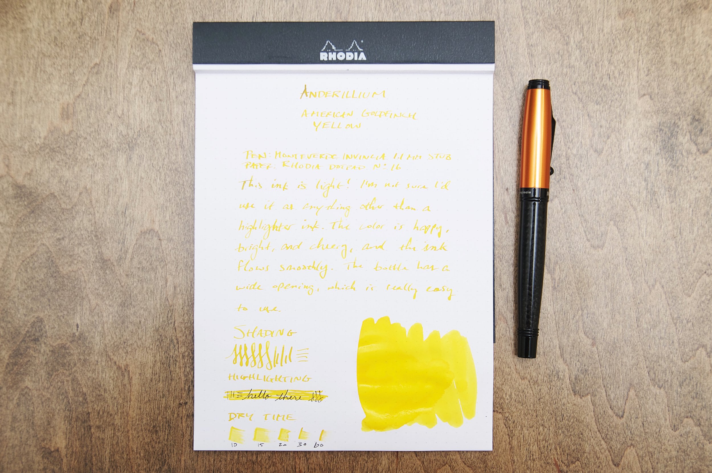 Fountain Pen Ink Review: A collection of yellows. - The Well-Appointed Desk