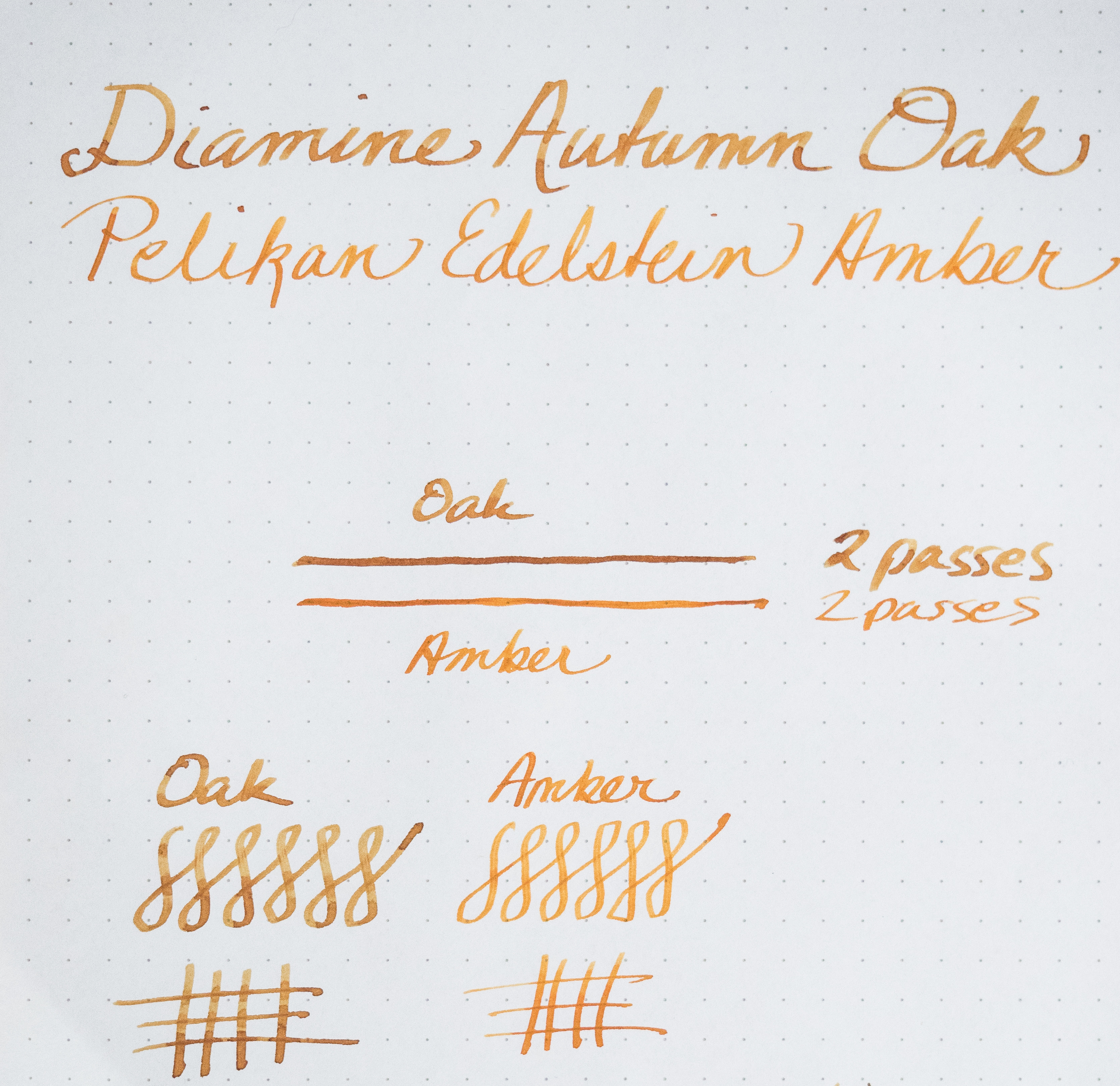 In this photo, Autumn Oak looks much more brown than orange after a day or two in my pen