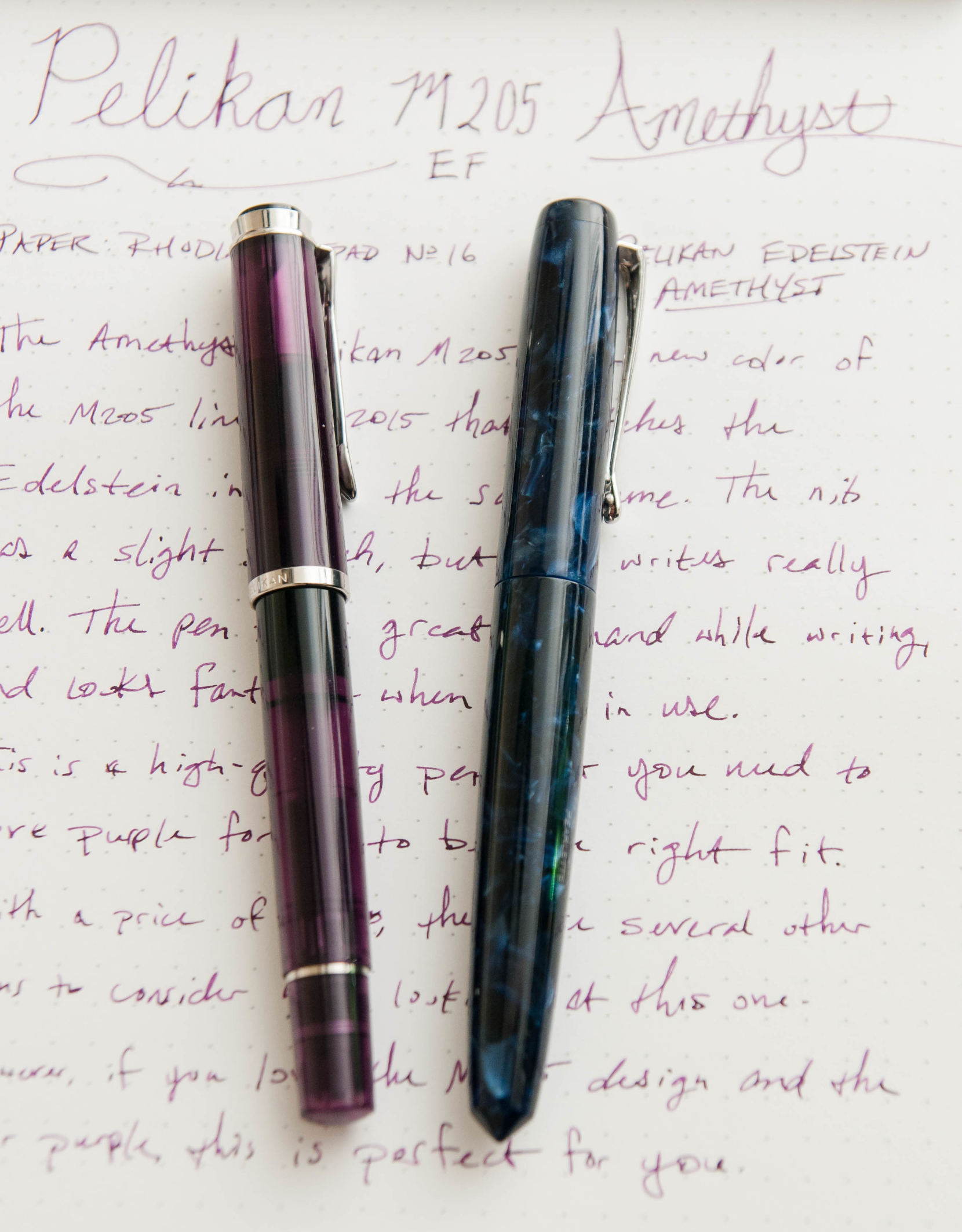 Pelikan M205 Amethyst vs Pearlette.jpg