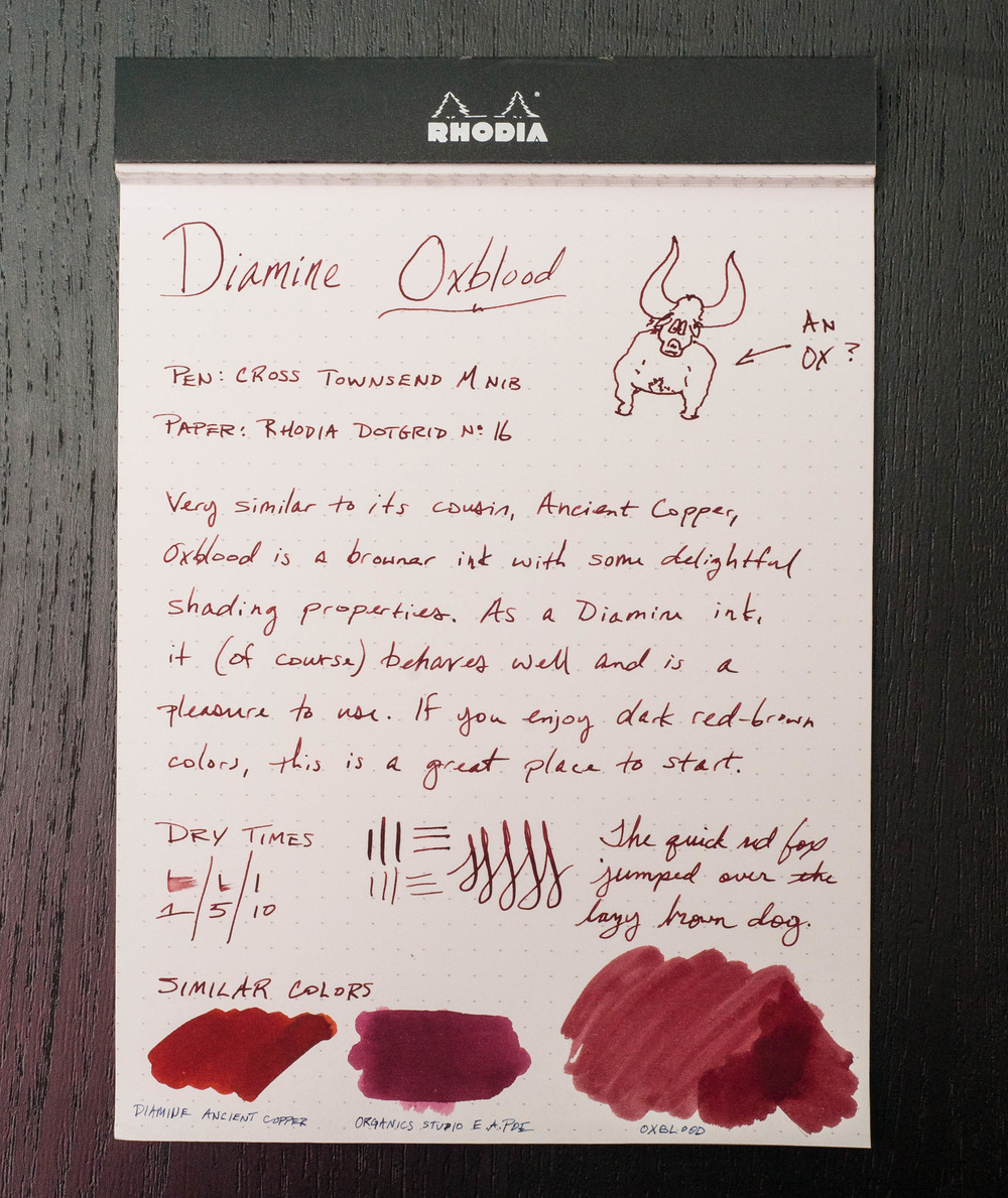 Diamine Oxblood Ink Review The Pen Addict