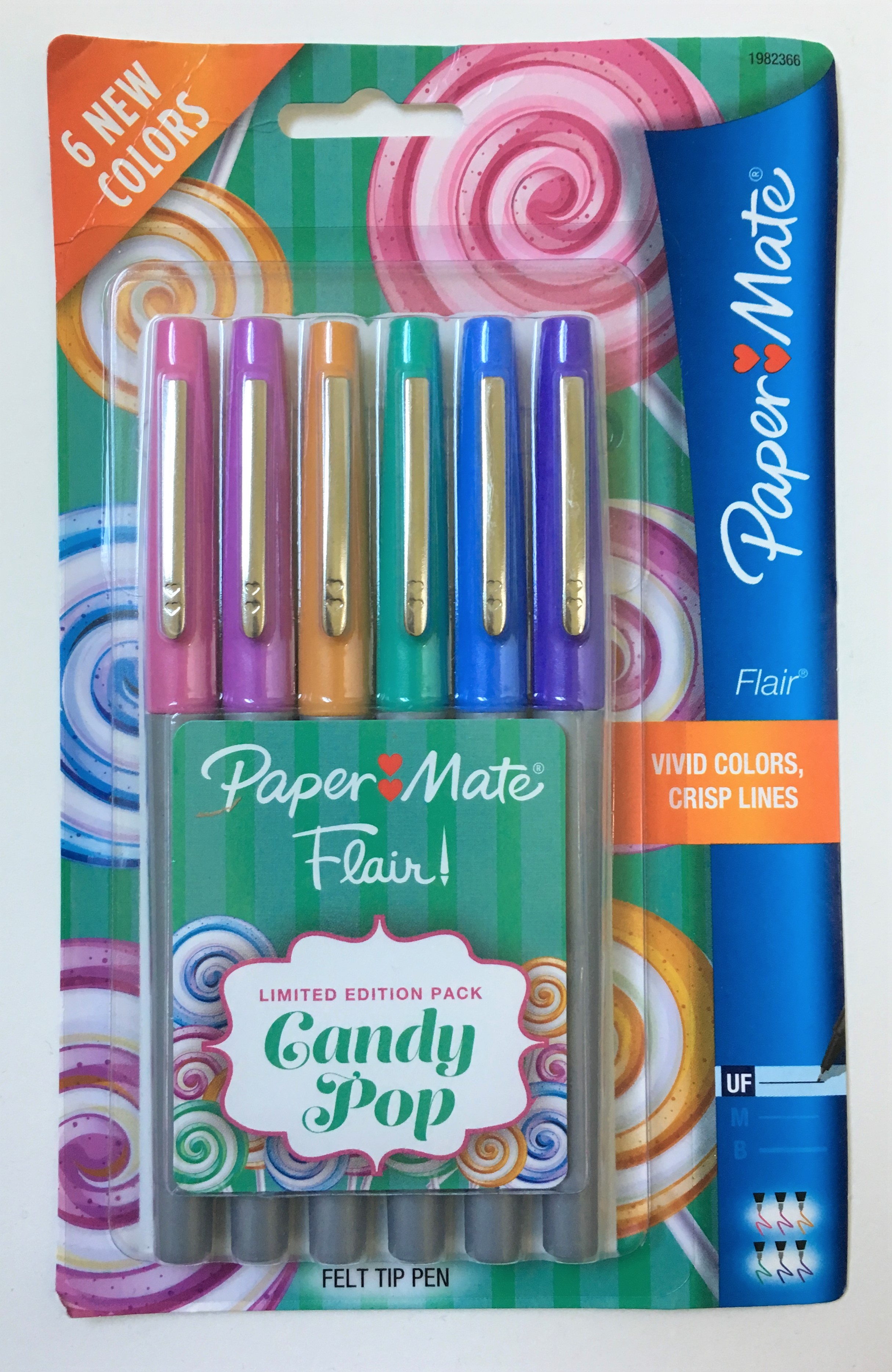 Paper Mate Flair Candy Pop Felt Tip Pen, Ultra Fine Point, Assorted Colors  - 16/Pack 
