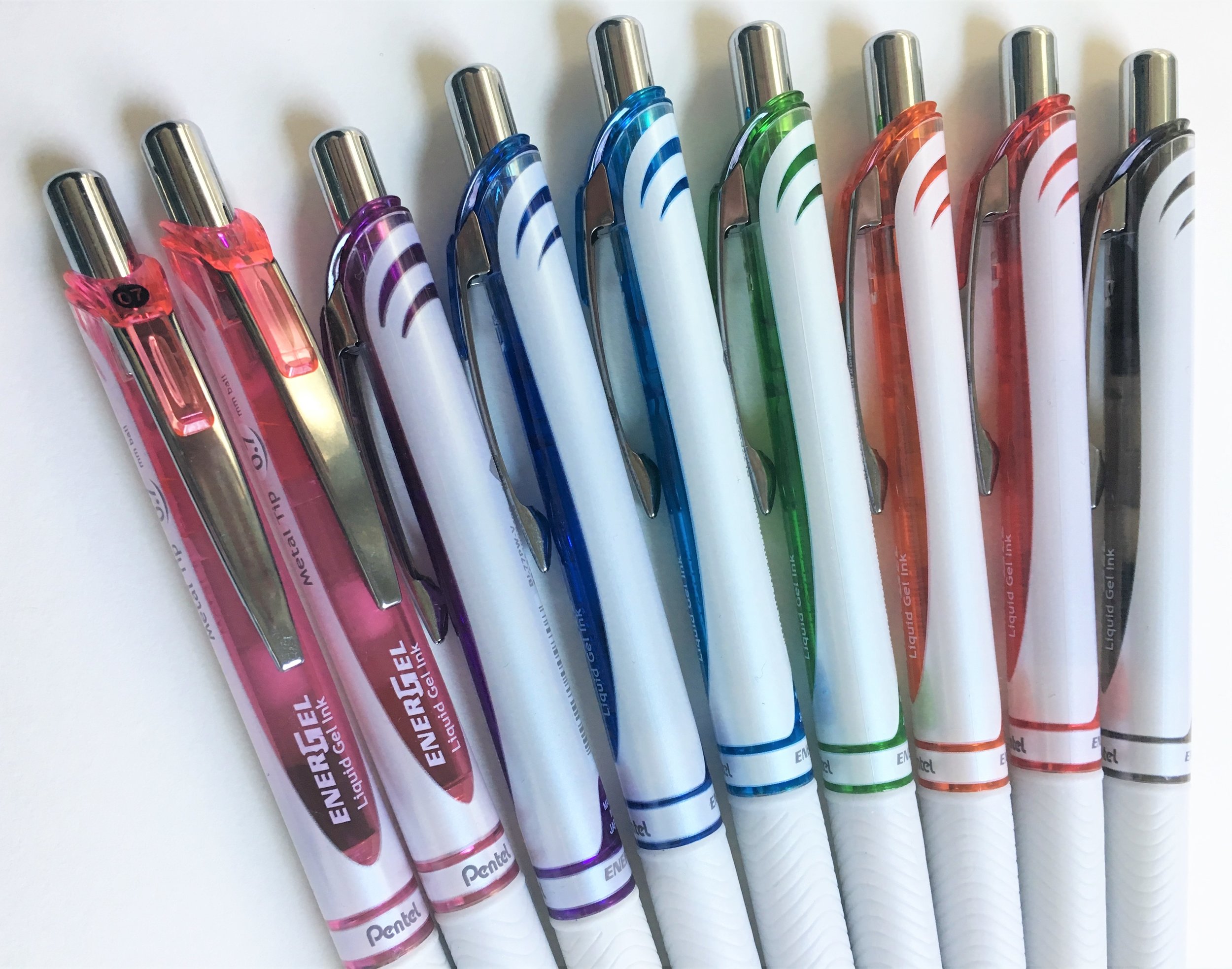  Pentel EnerGel Liquid Gel Ink Pens 0.7 mm - Pack of 5 Blue  Deluxe RTX Energel Pens with 3 Refills : Office Products