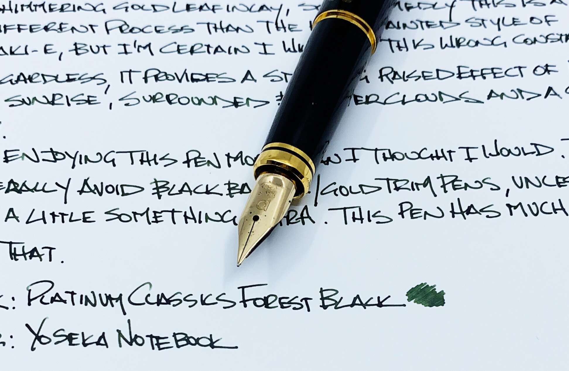 Platinum Kanazawa Leaf Fountain Pen Writing