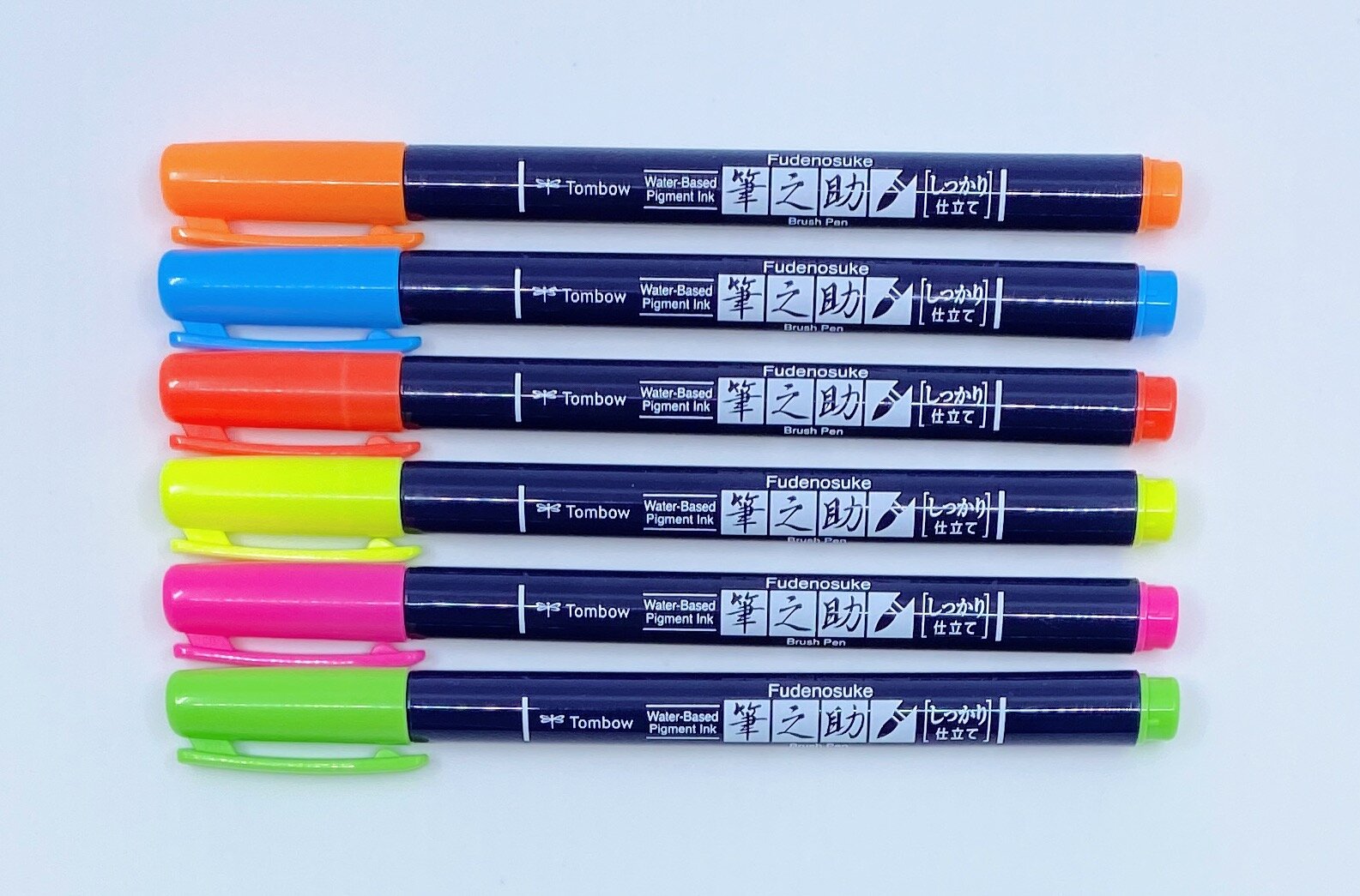Tombow Fudenosuke Brush Pen Hard Tip, Neon Color Set Review — The Pen Addict