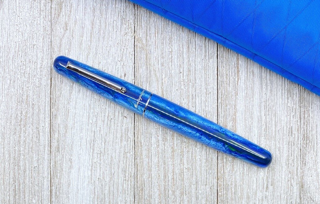 Montegrappa Elmo Fantasy Blooms Ballpoint Pen in Blue Cross Gentian NEW in box 