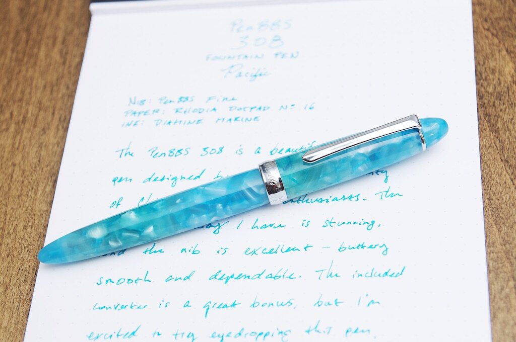 Duo-Nib PenBBS No 308 Galaxy Acrylic Fine Fountain Pen Cased 