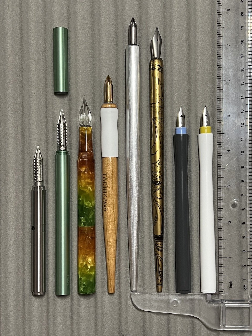Glass Calligraphy Dip Pen & Ink Set Shimmering Colors