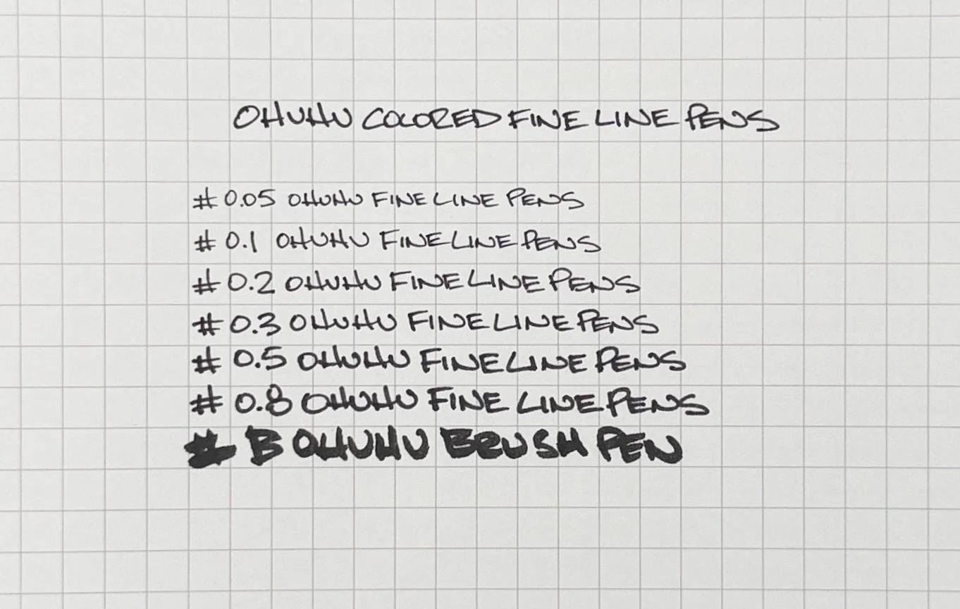 Ohuhu Colored Fineliner Sizes