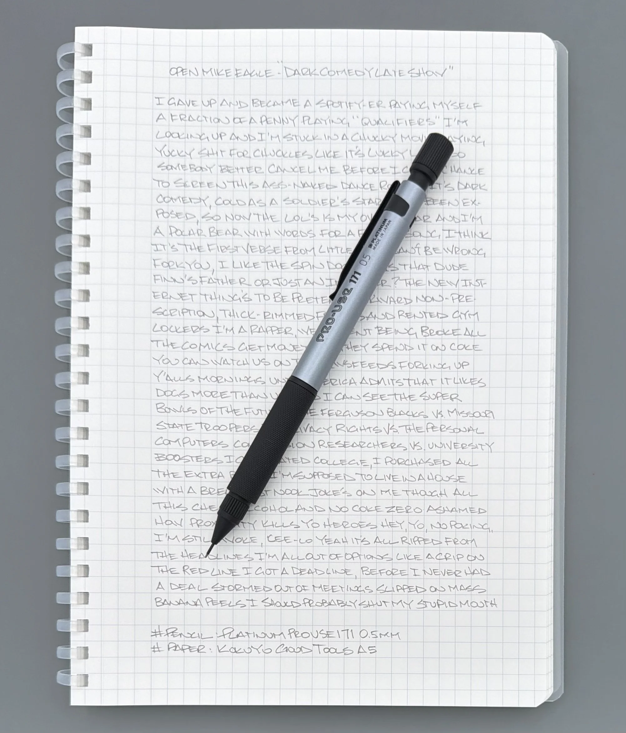 Platinum Pro-Use 171 Drafting Pencil writing