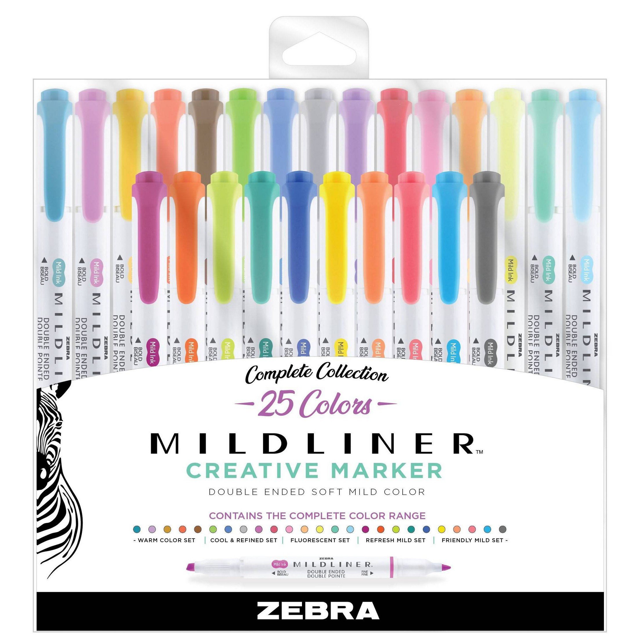 Mildliner Double Ended Highlighter Set, Chisel and Bullet Point Tips,  Assorted Neutral and Gentle Ink Colors, 10-Pack (78701)