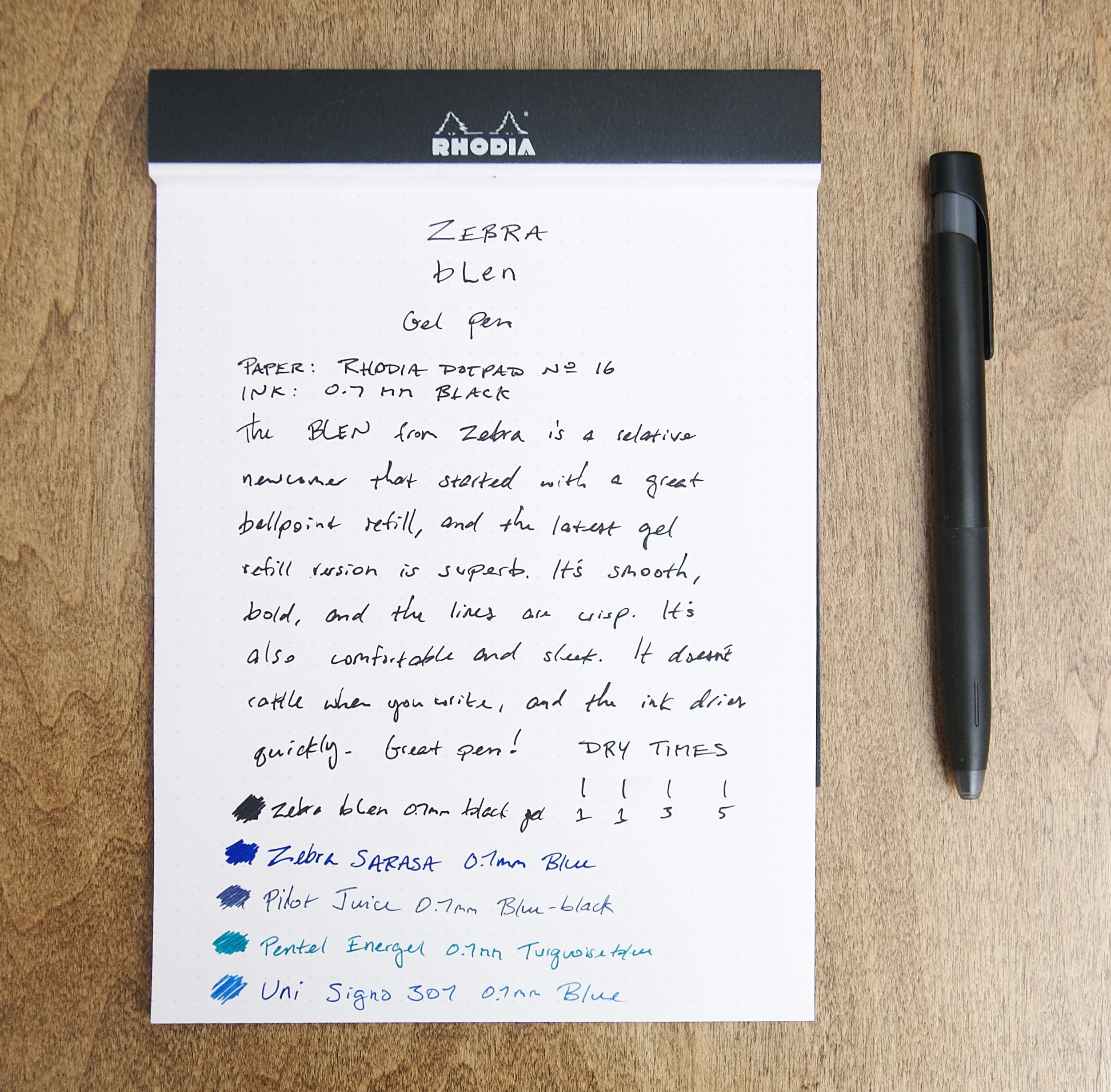 Zebra Blen Retractable 0.7 mm Black Ink Gel Pen