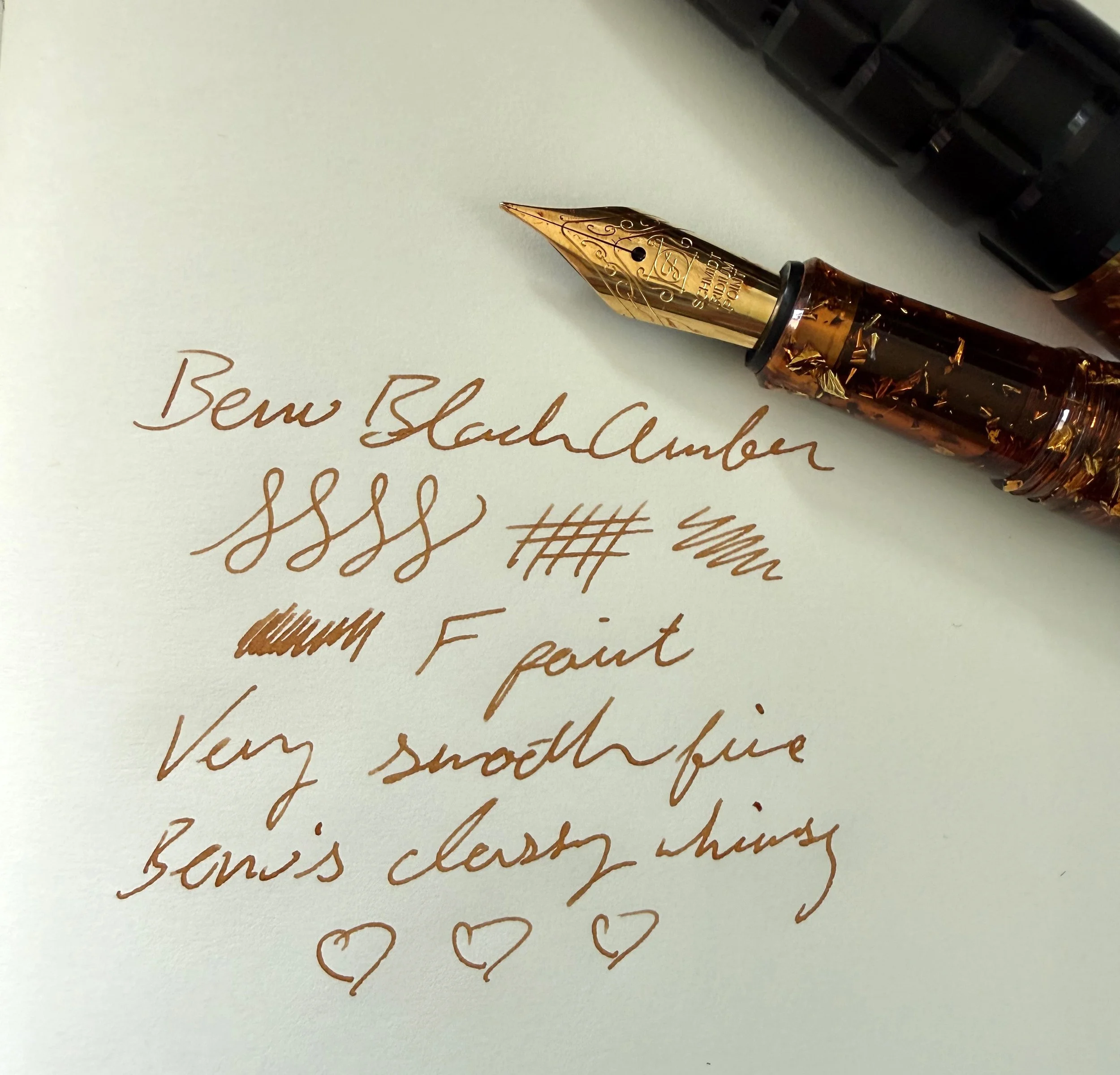 BENU Tessera Black Amber Fountain Pen Writing