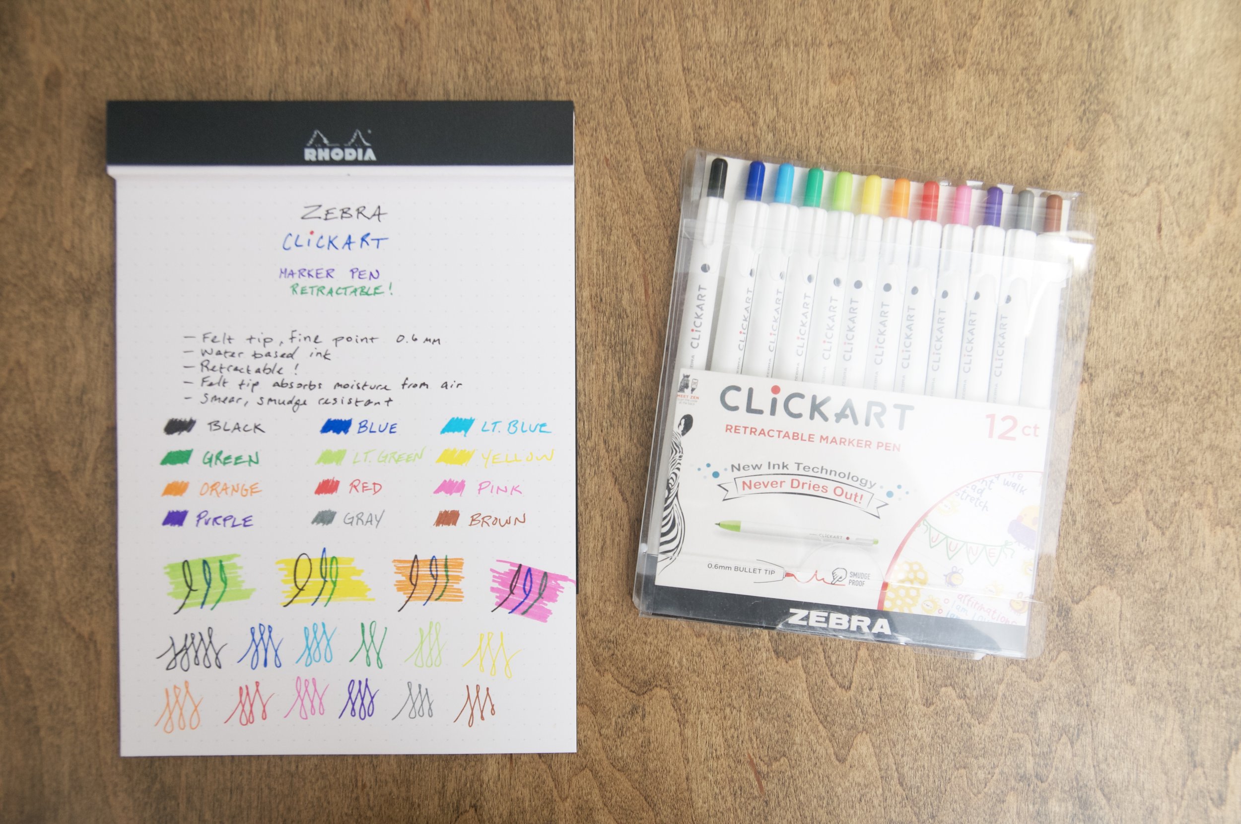 Zebra CLiCKART Retractable Marker Pens- 0.6mm Fine Tip