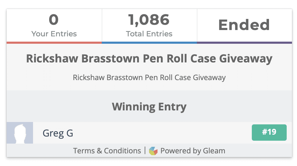 Rickshaw Brasstown Pen Roll Case Giveaway Winner