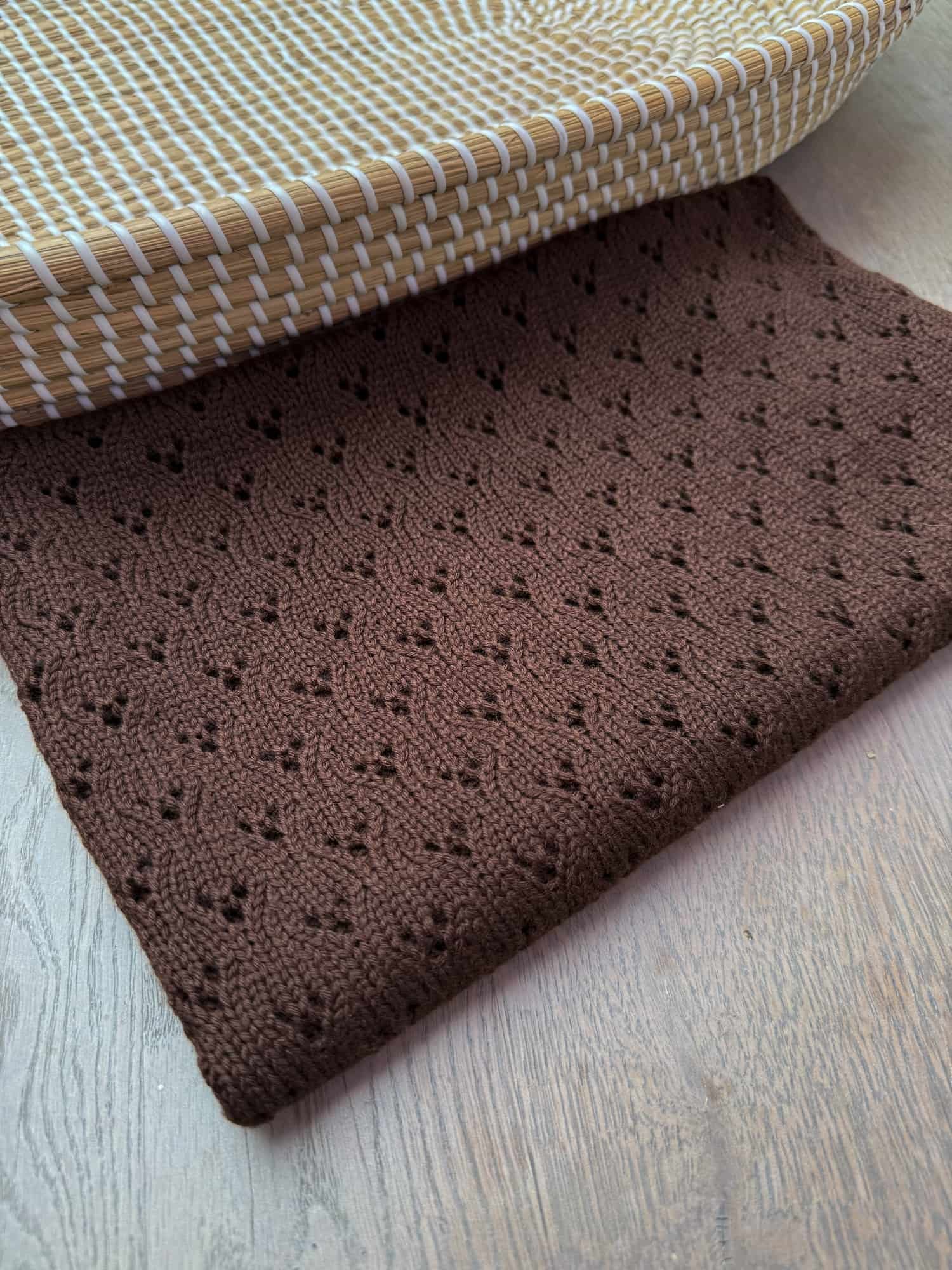 chocolate brown merino lace baby blanket