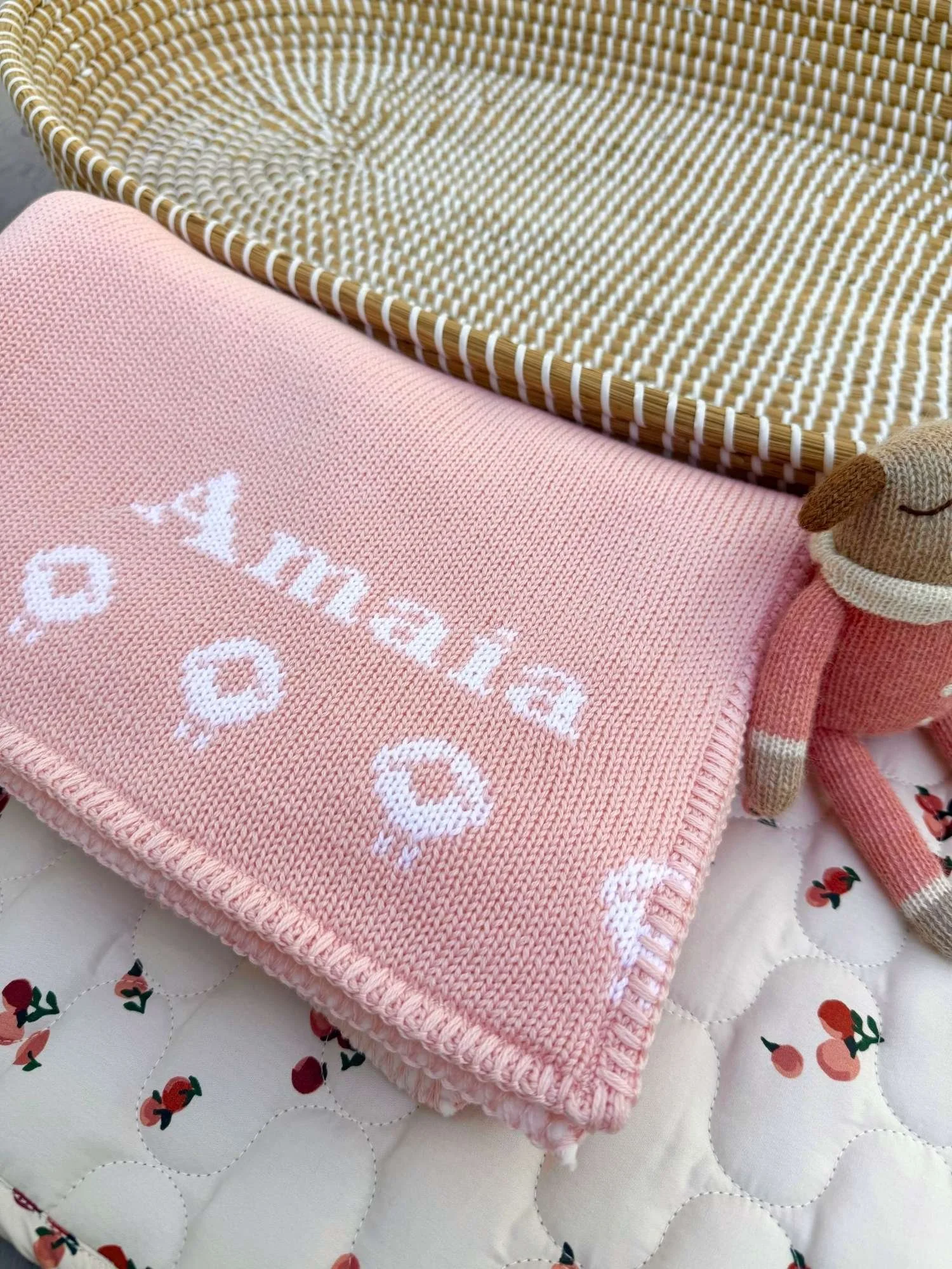 Sheep Baby Blanket in Merino Wool - Personalised