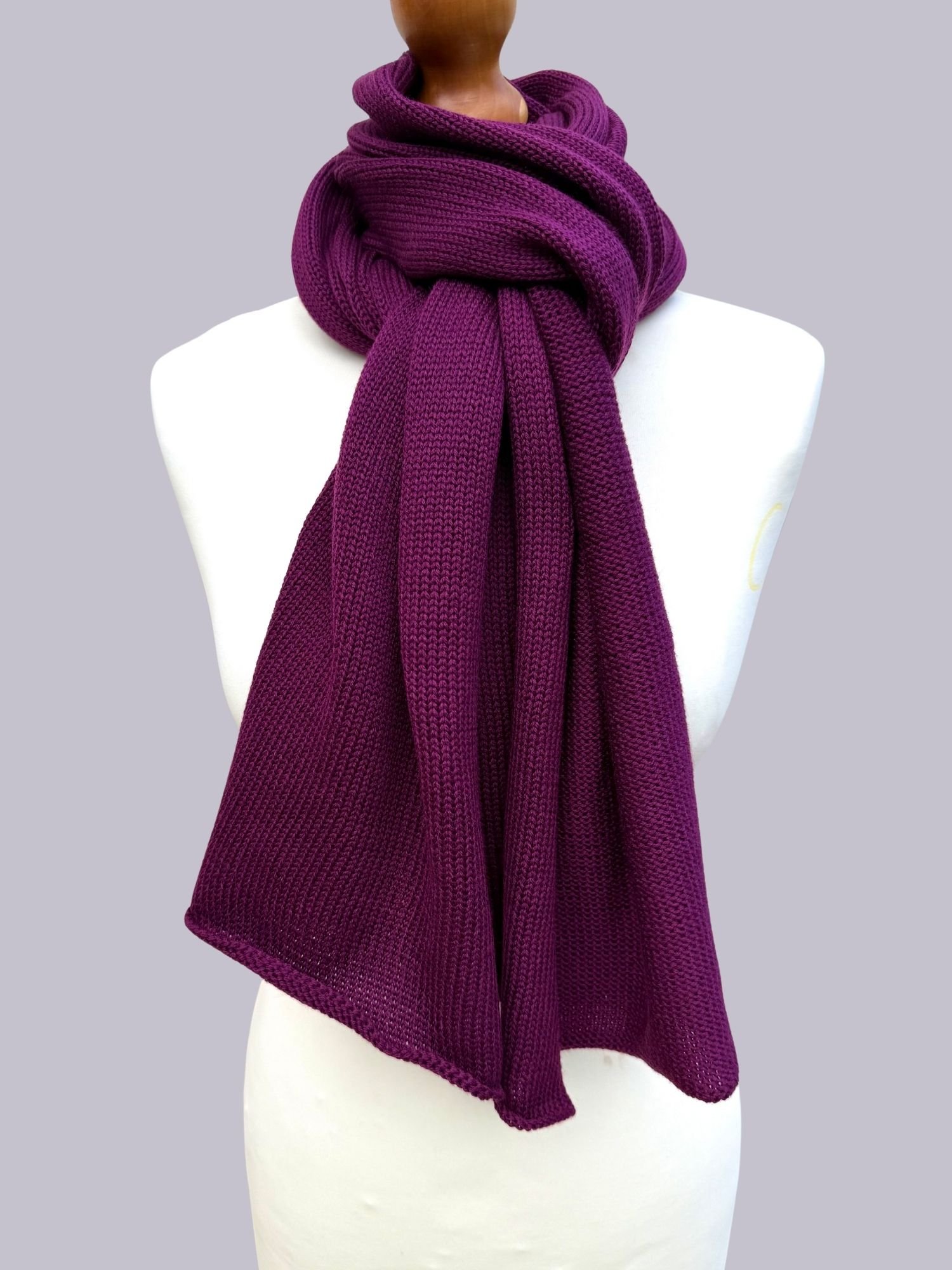 ladies plain knit scarf maroon