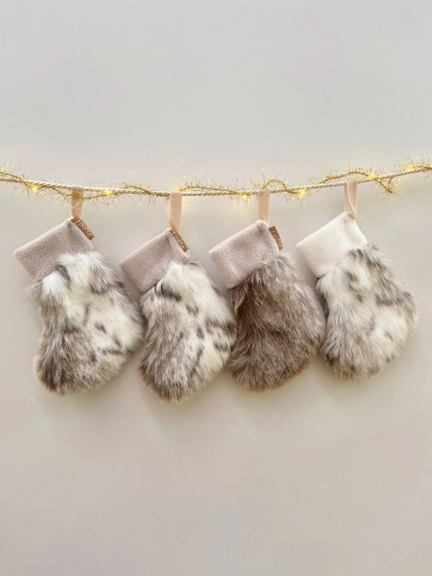 mini faux fur christmas stocking