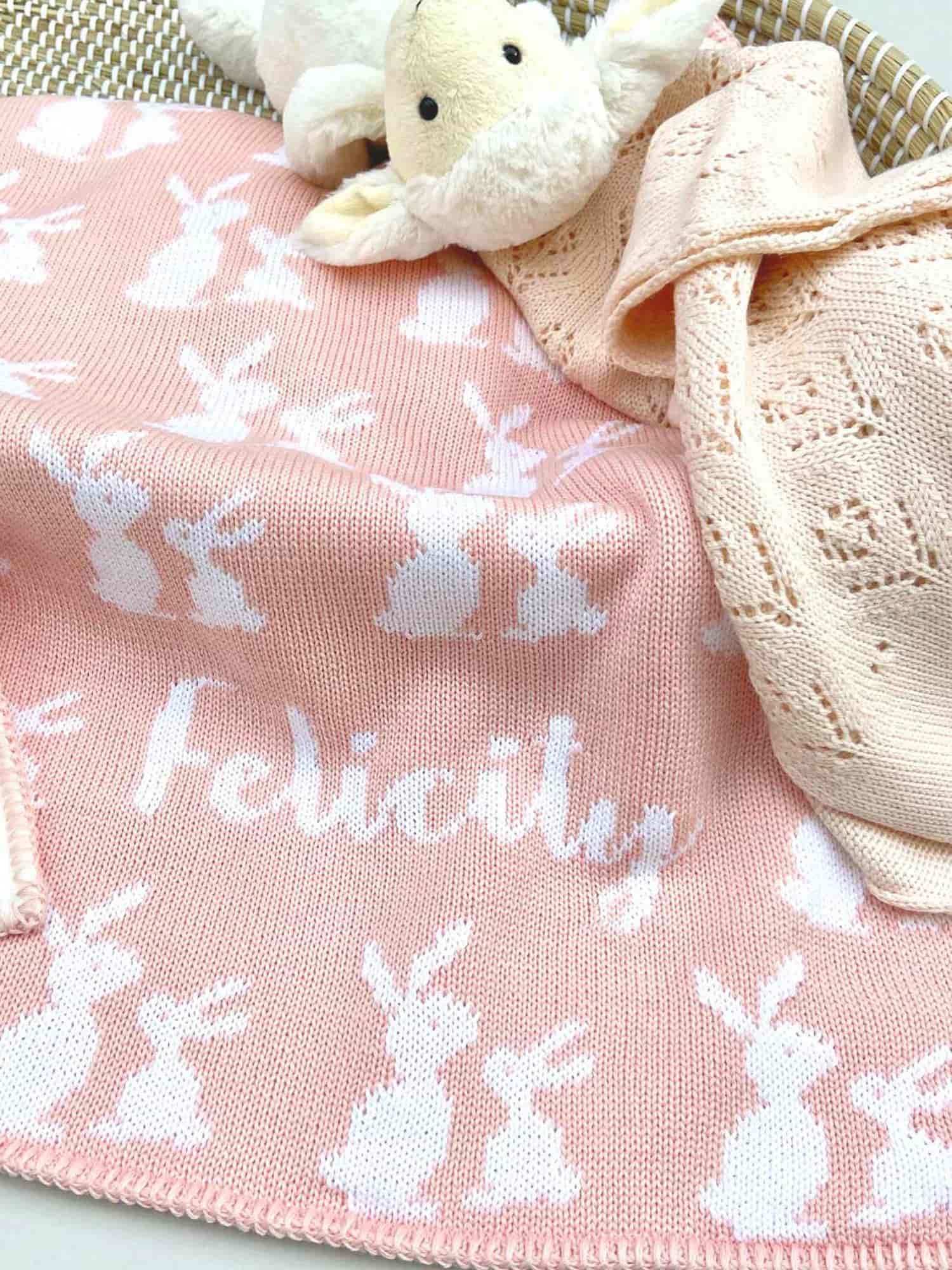 Bunny Baby Blanket in Merino Wool - Personalised