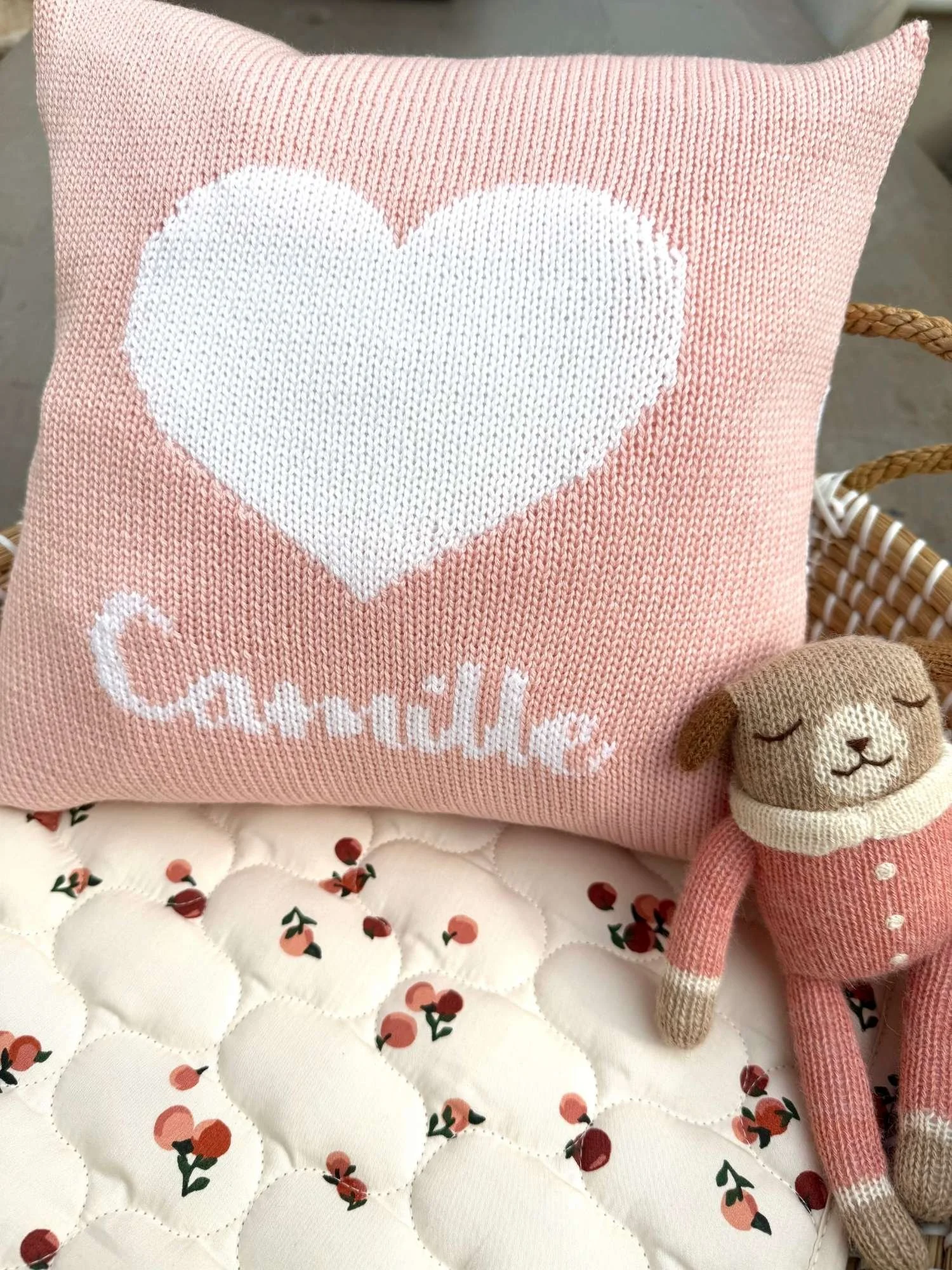 Heart Baby Cushion in Merino Wool - Personalised