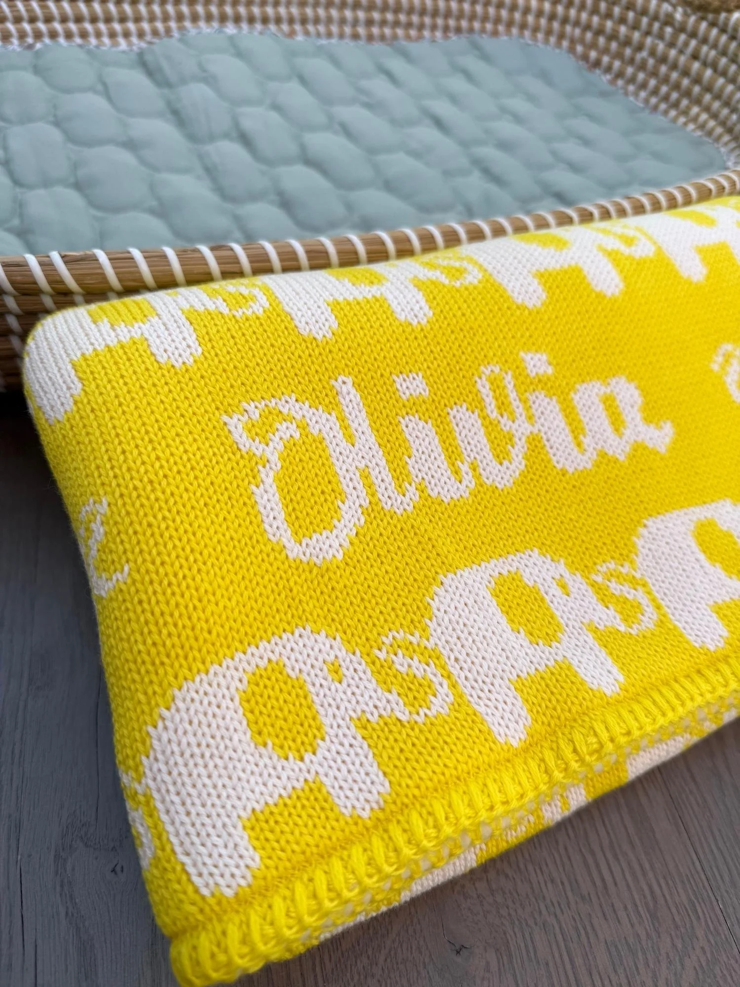 elephant baby blanket in yellow