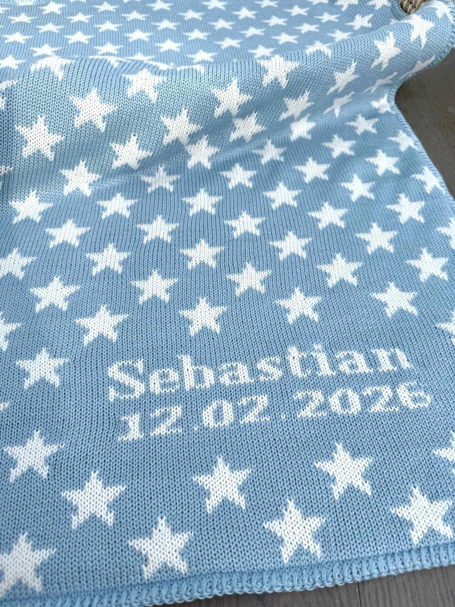 Star Baby Blanket in Merino Wool - Personalised
