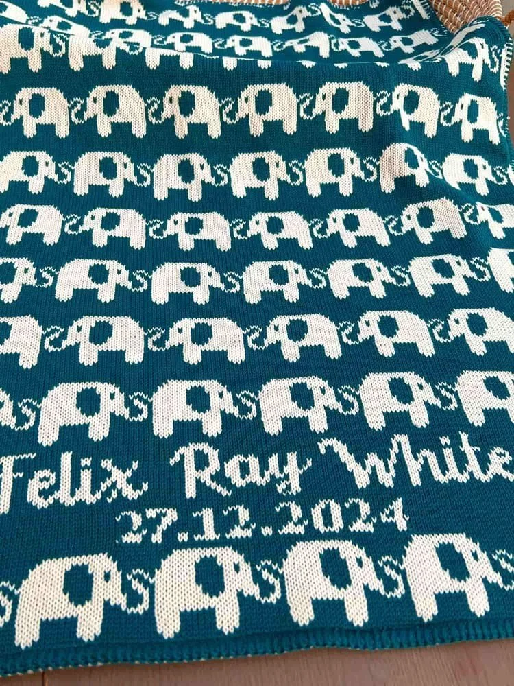 personalised elephant baby blanket