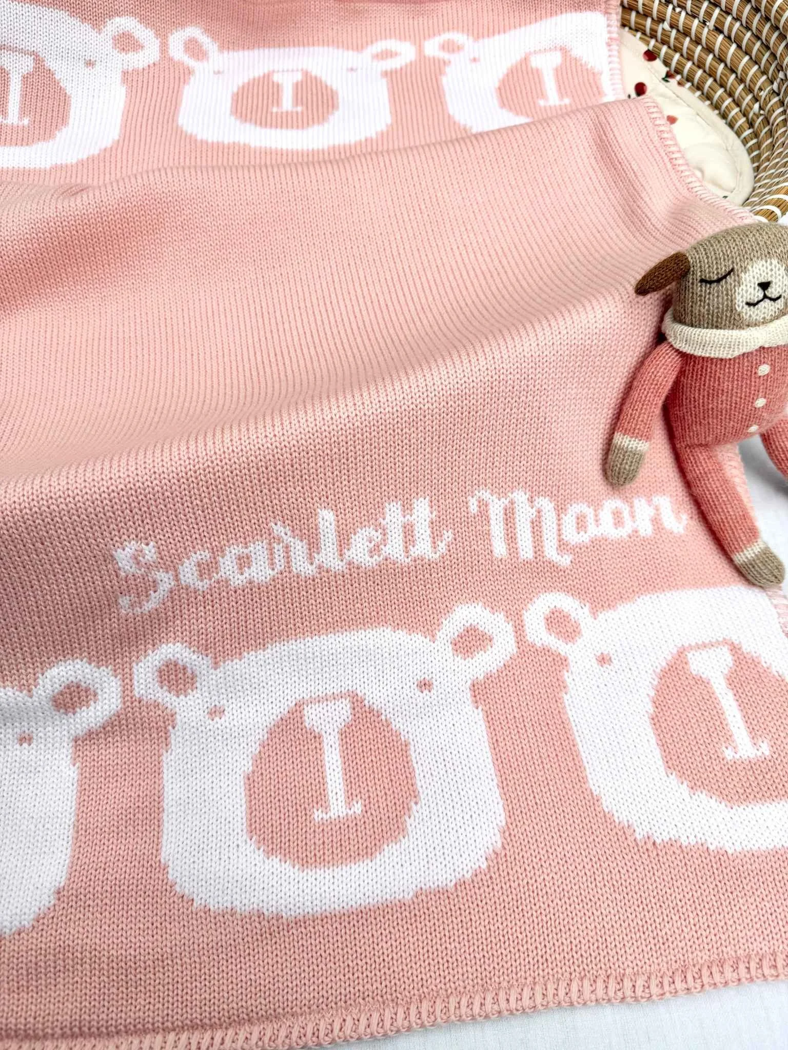 Bear Baby Blanket in Merino Wool - Personalised